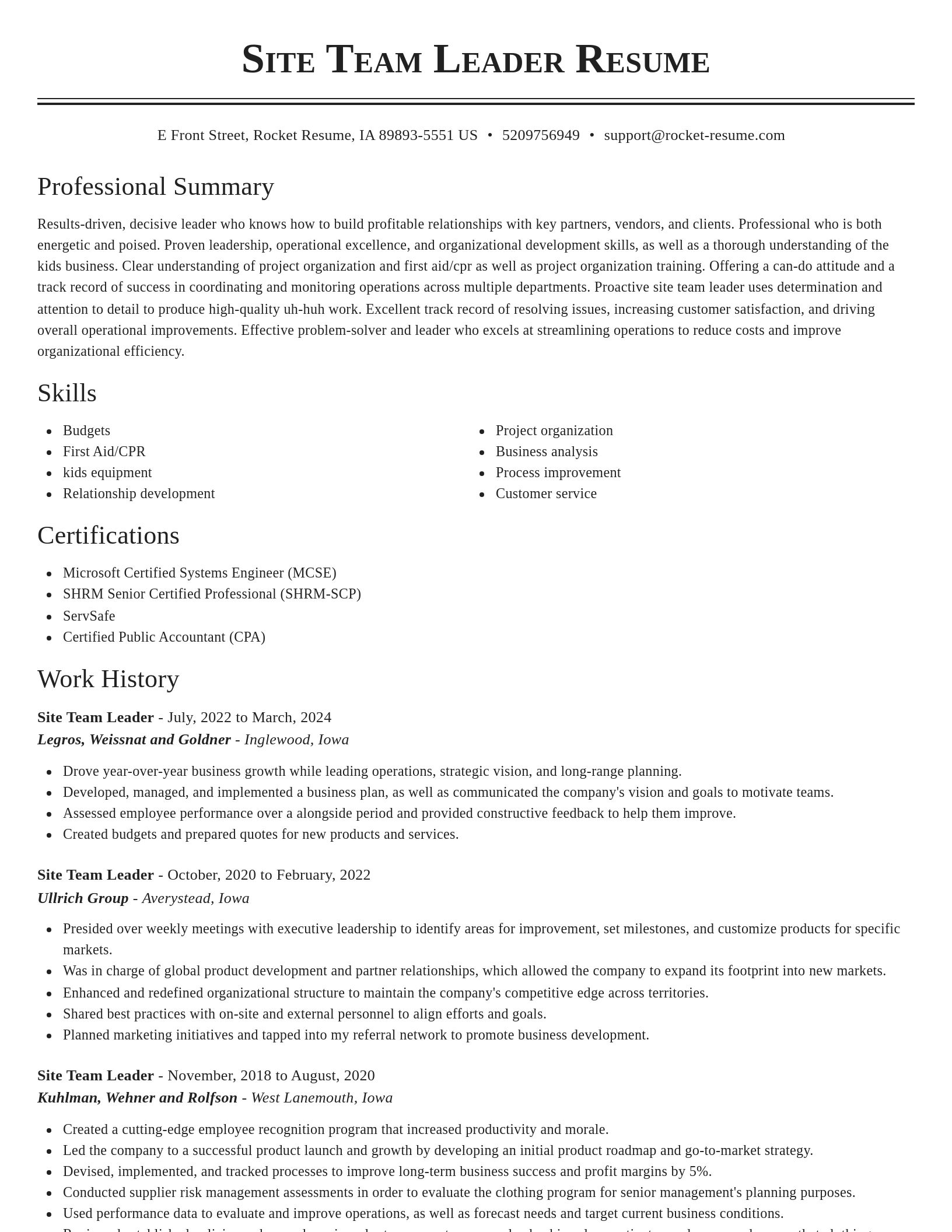 Classic resume template
