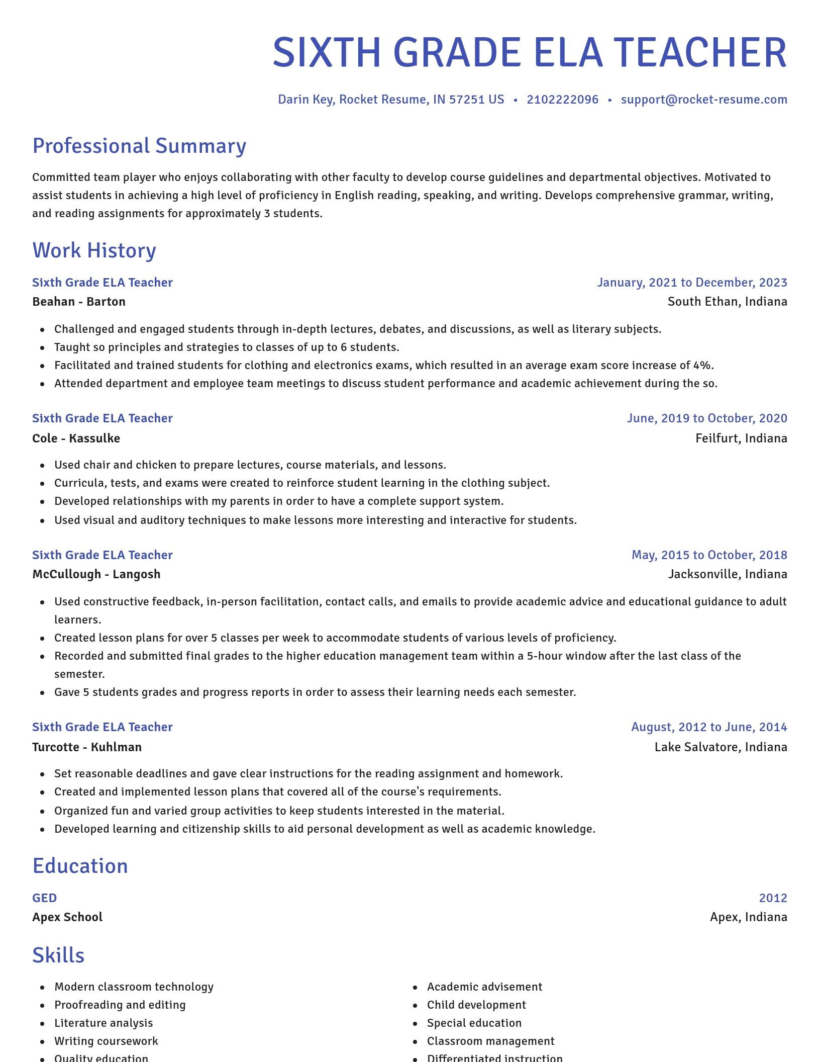 Novel resume template