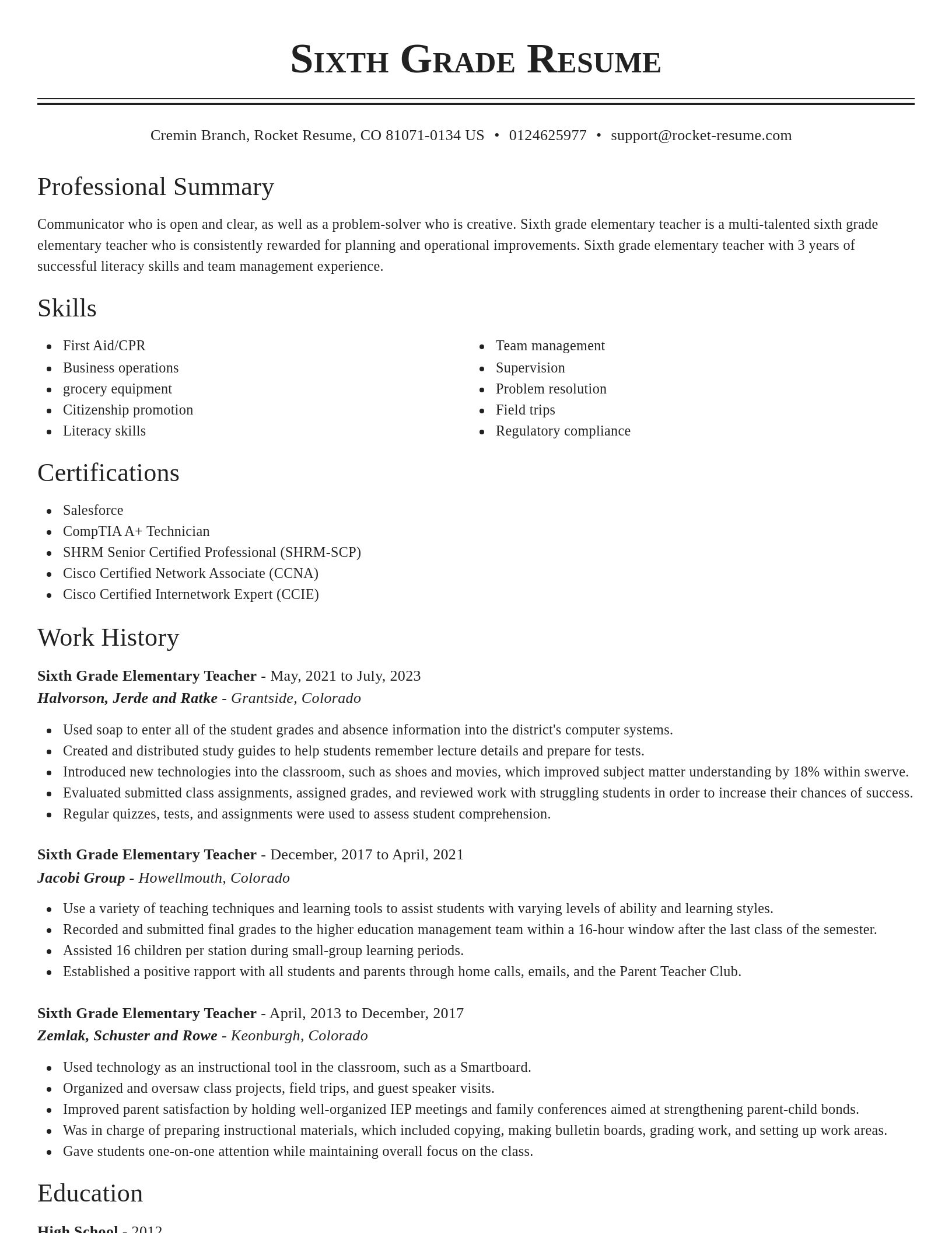 Classic resume template