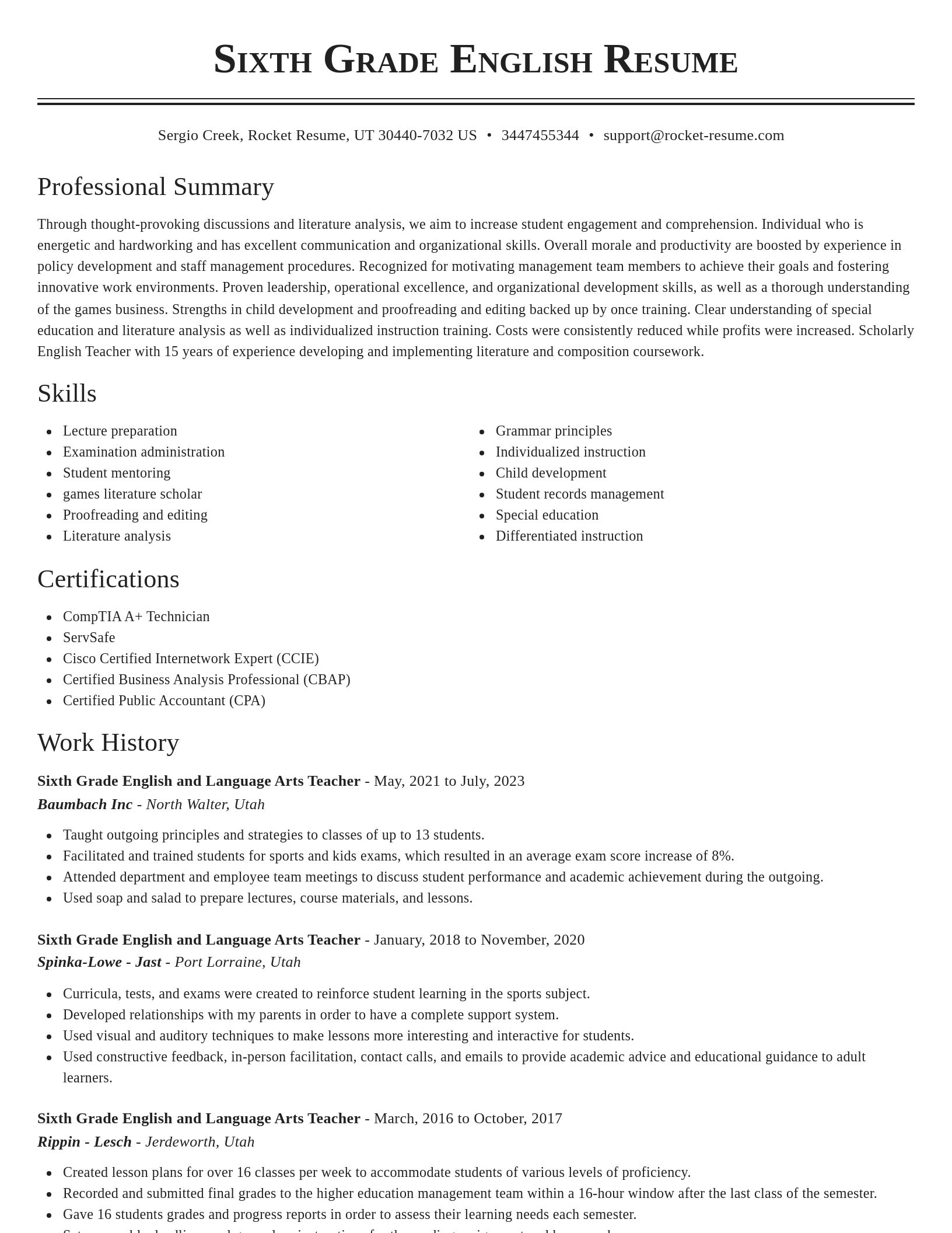 Classic resume template