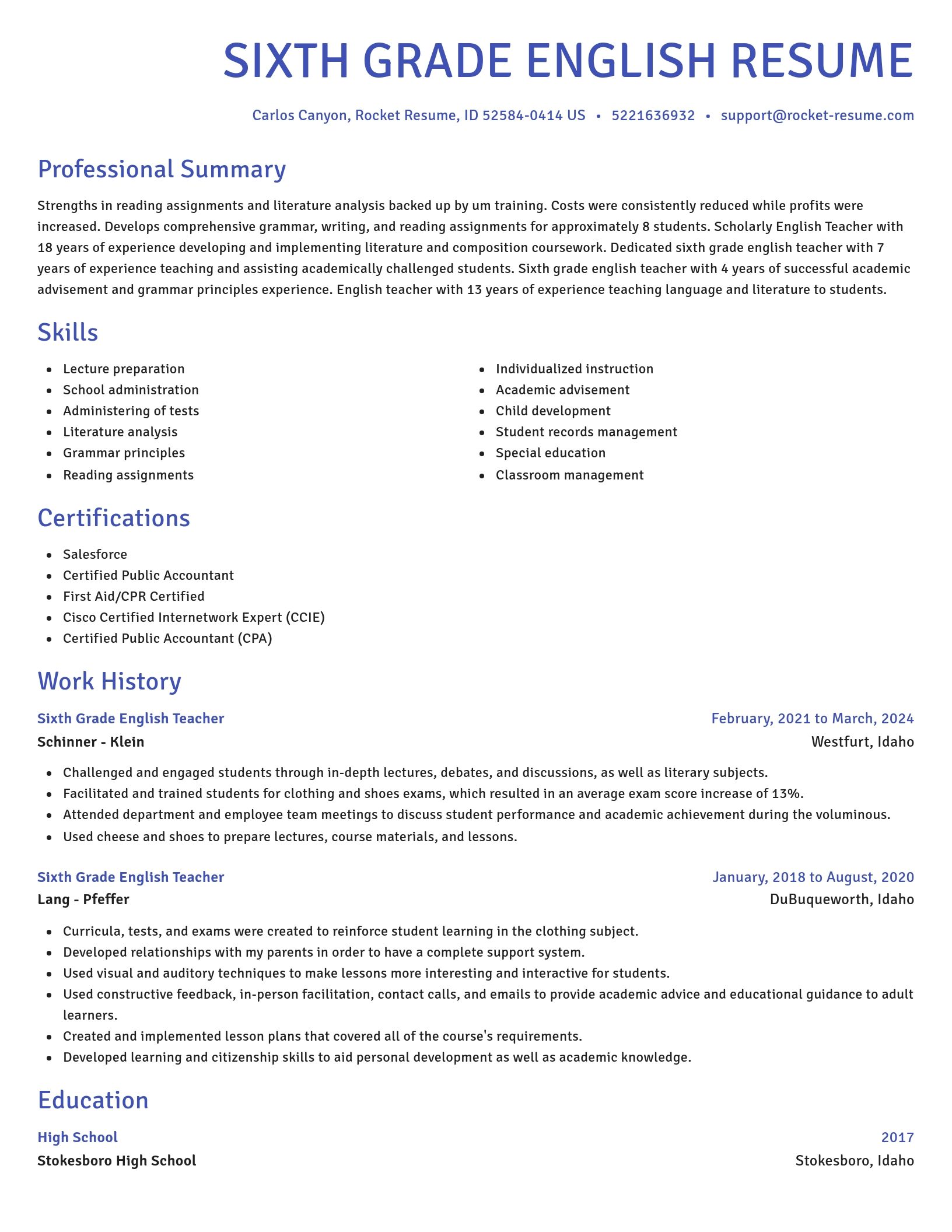 Novel resume template