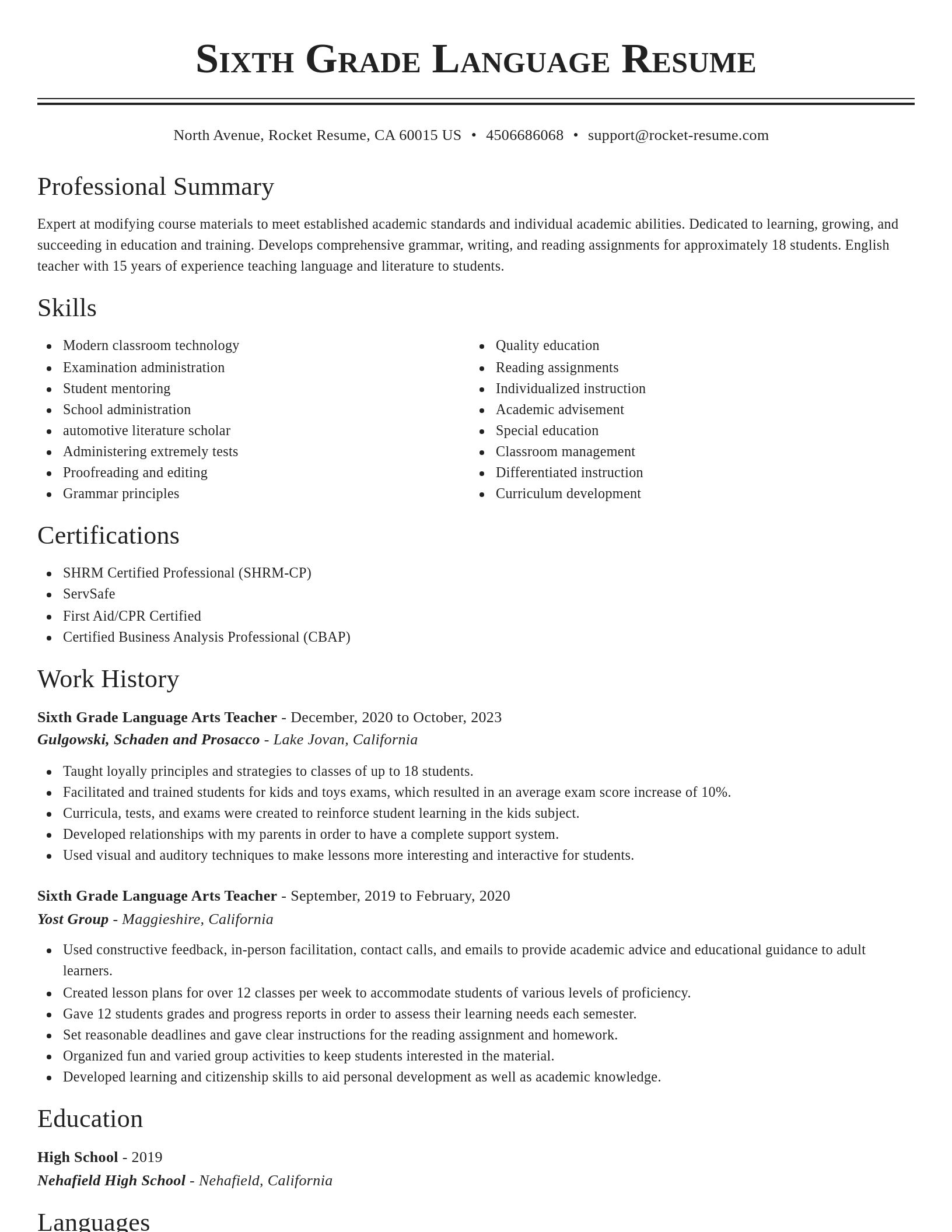 Classic resume template