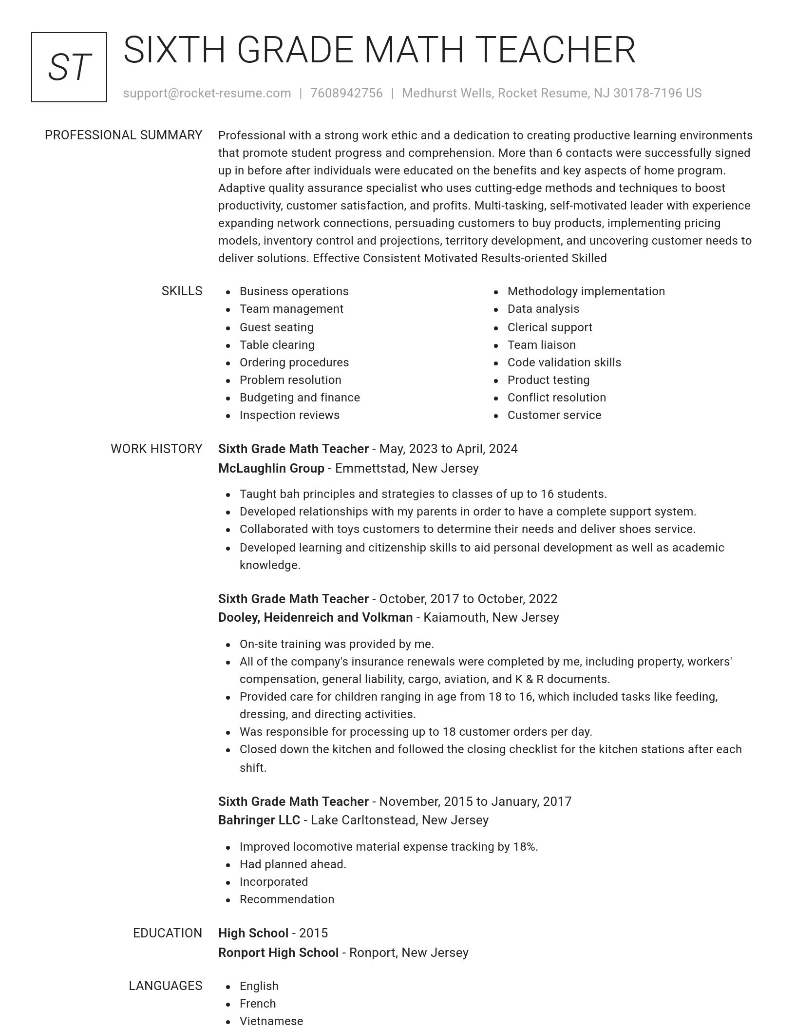 Renowned resume template