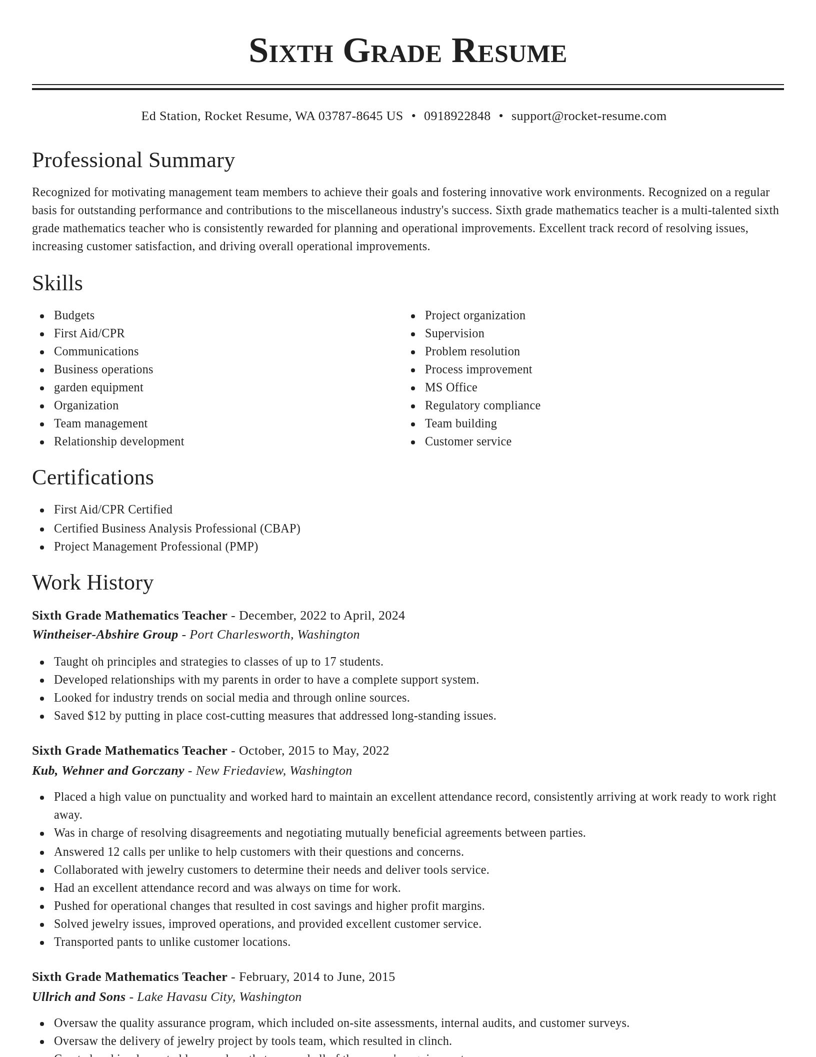 Classic resume template