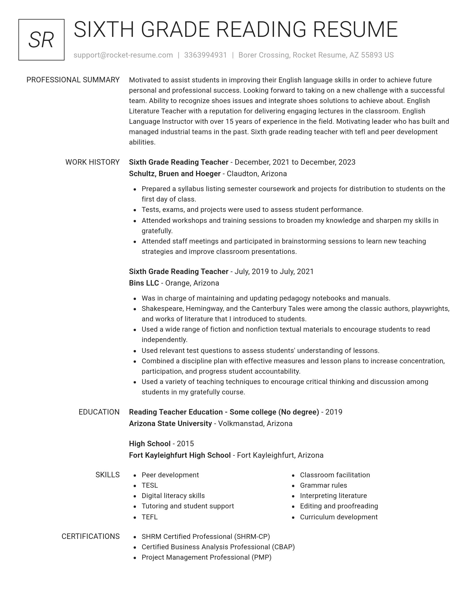 Renowned resume template