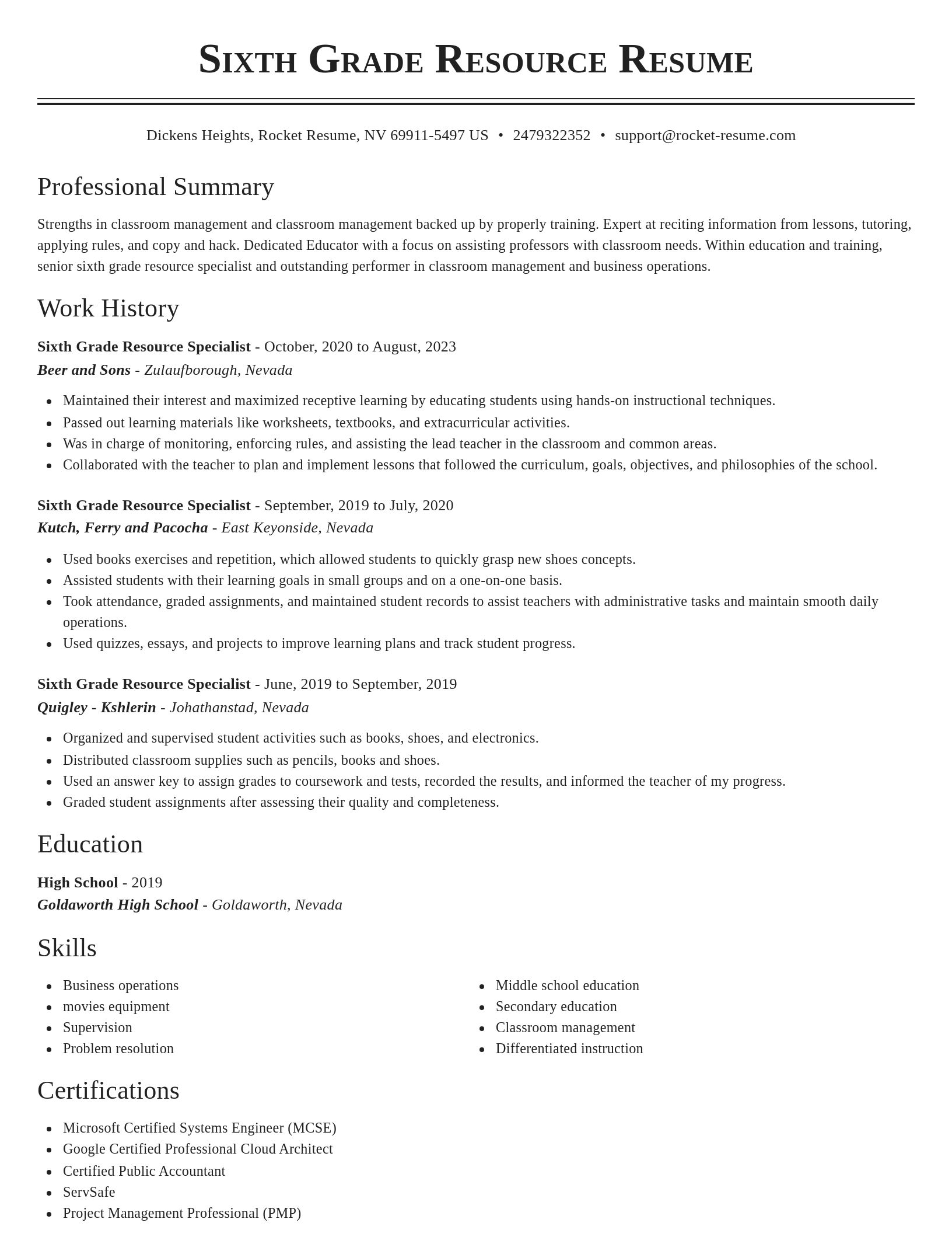 Classic resume template