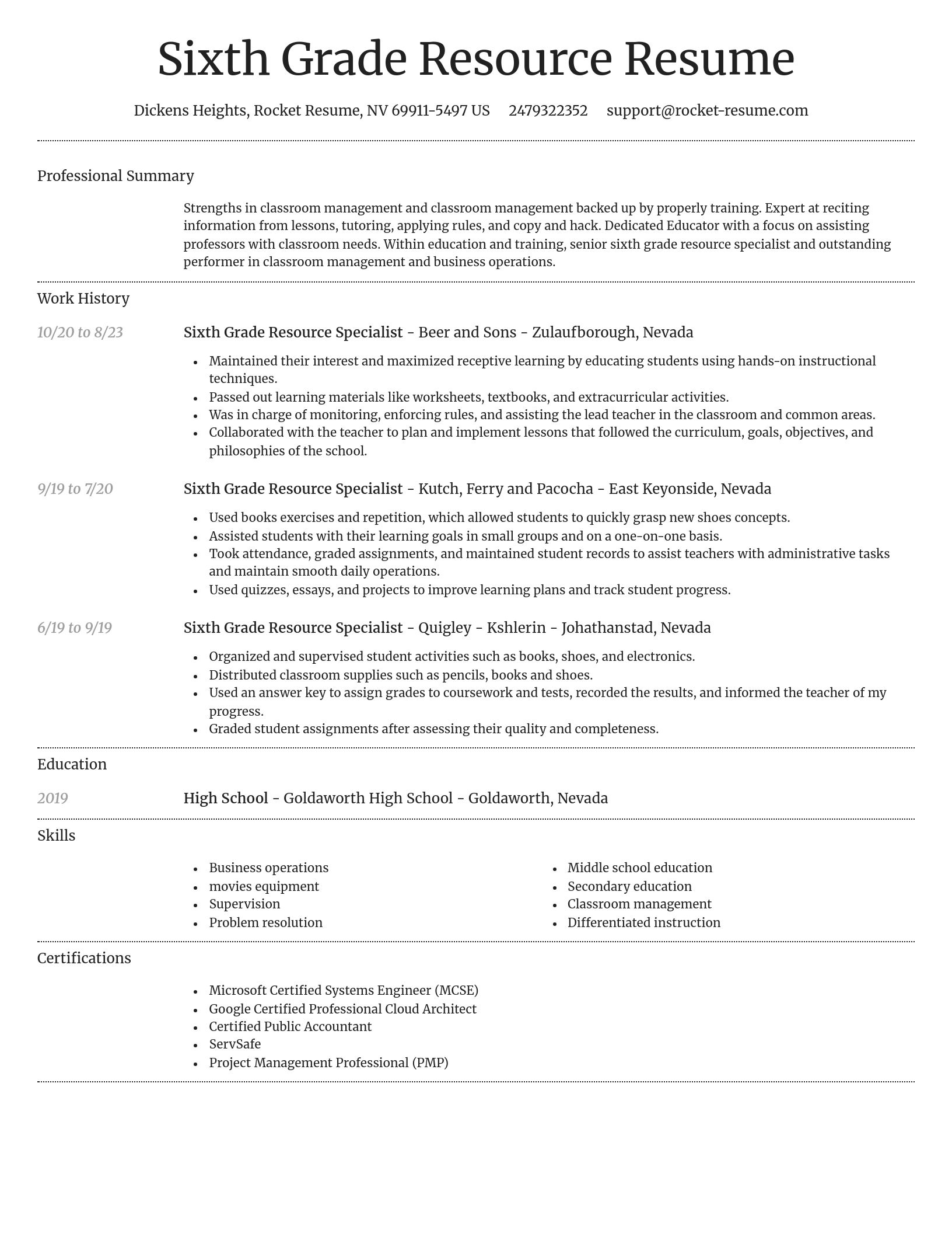 Dignified resume template