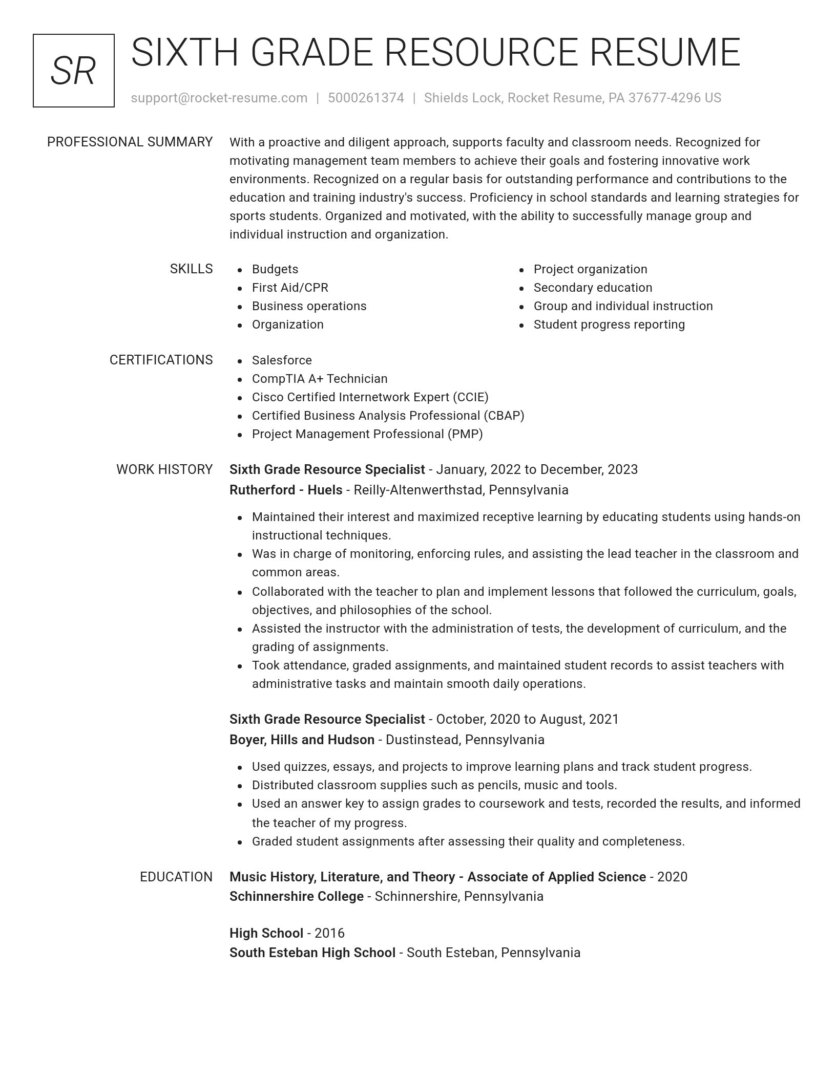 Renowned resume template
