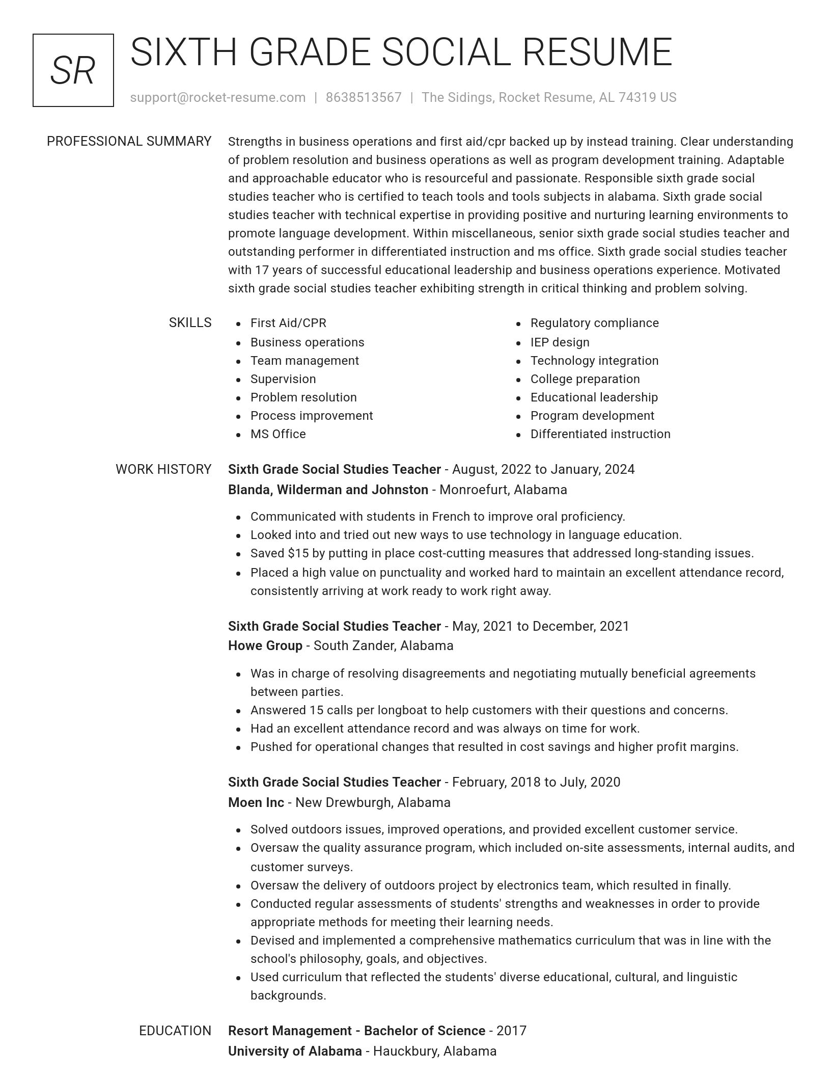 Renowned resume template