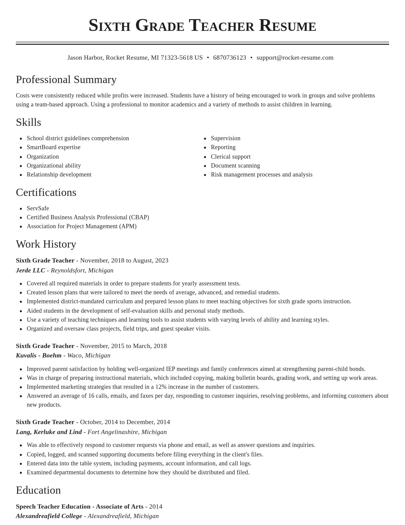 Classic resume template
