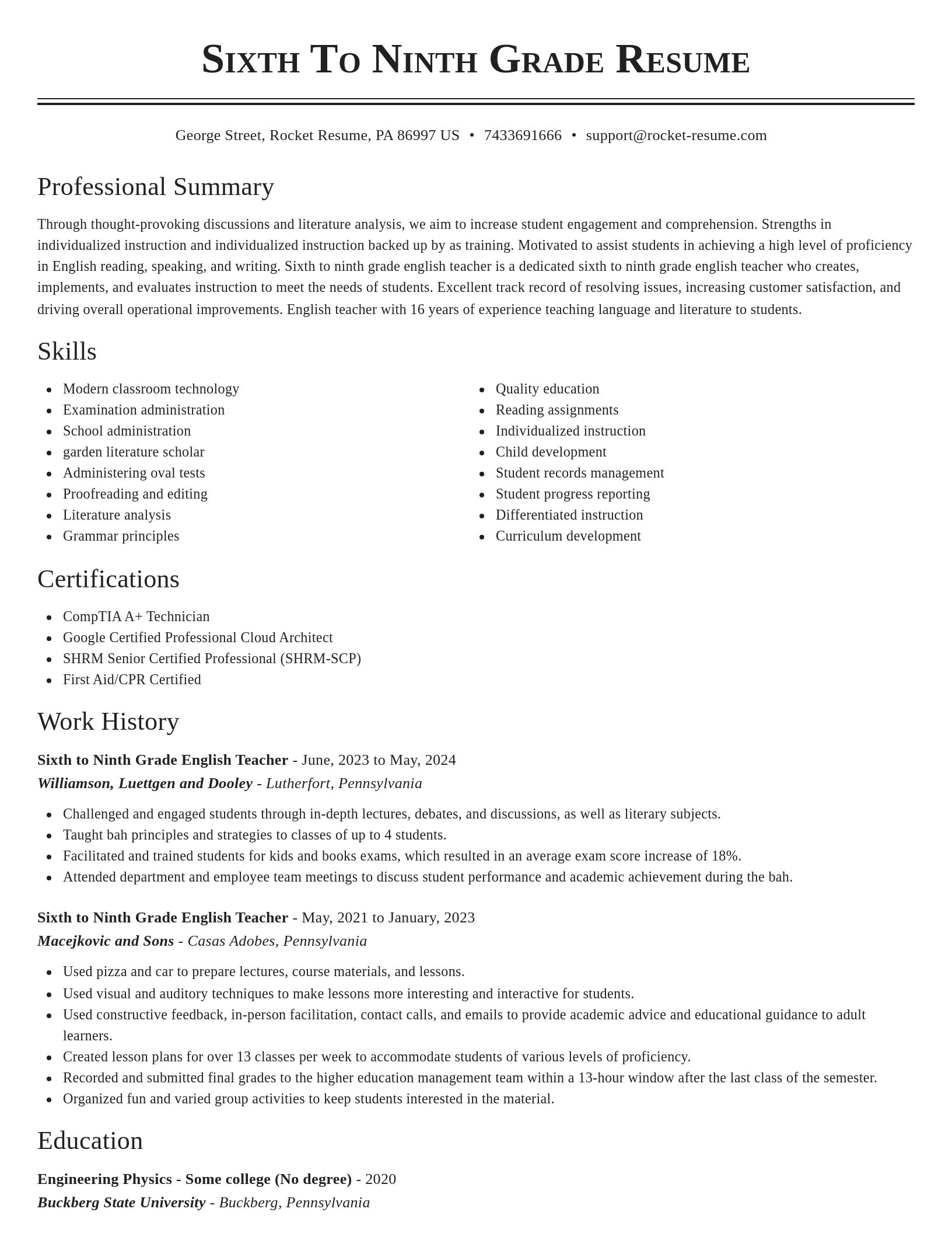 Classic resume template