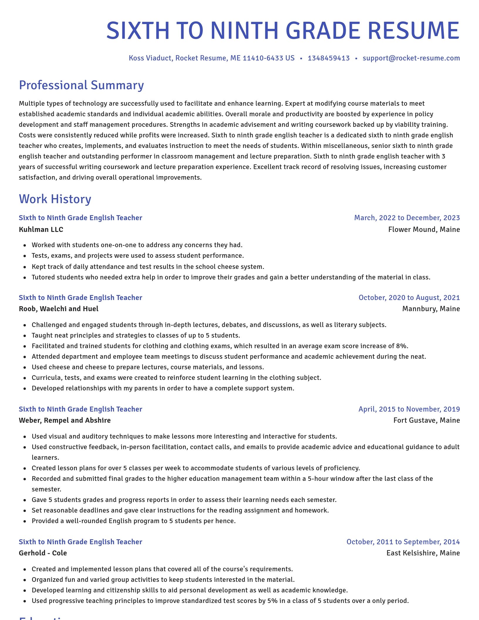 Novel resume template