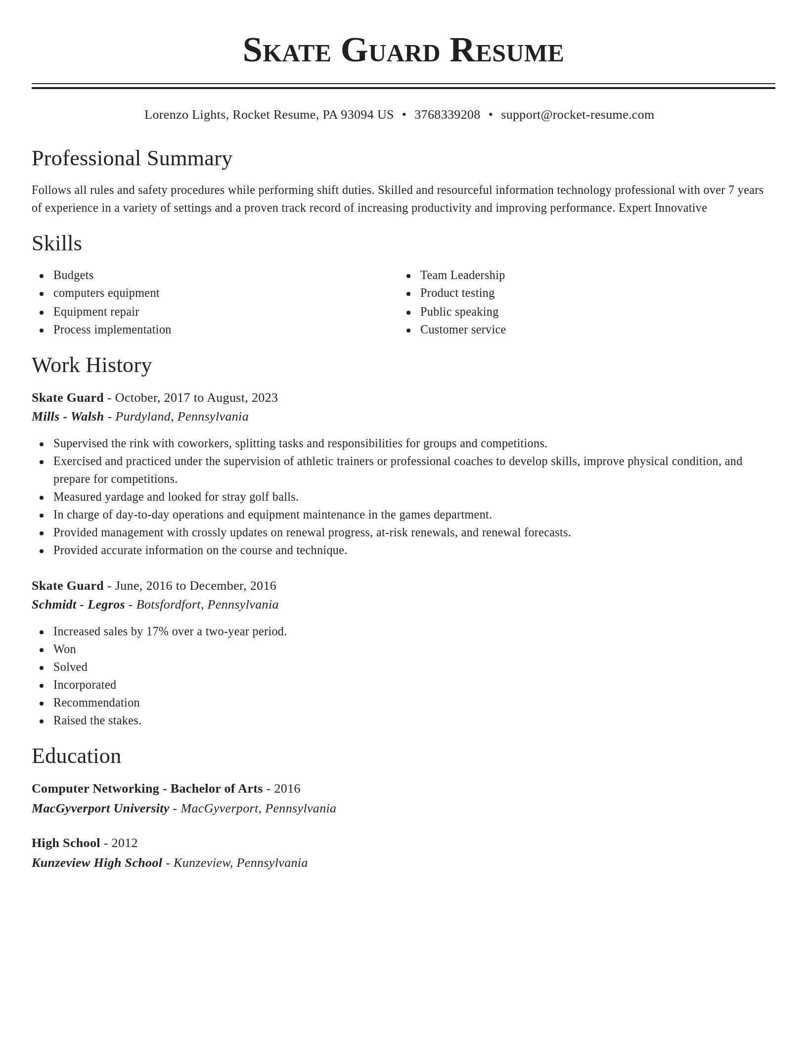 Classic resume template
