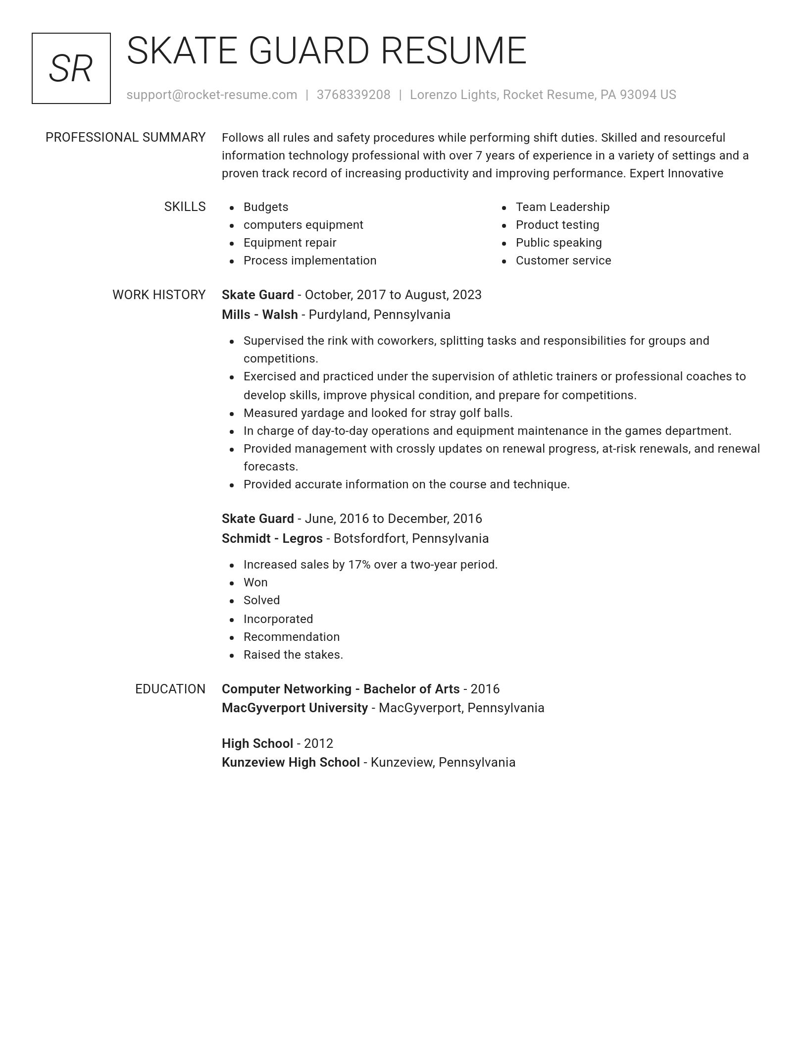 Renowned resume template