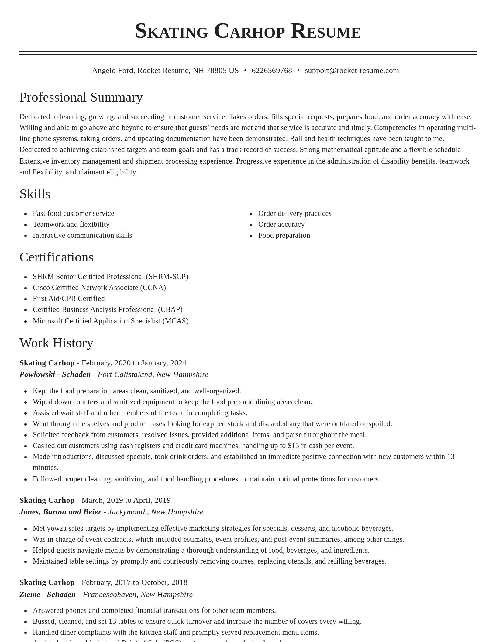 Classic resume template