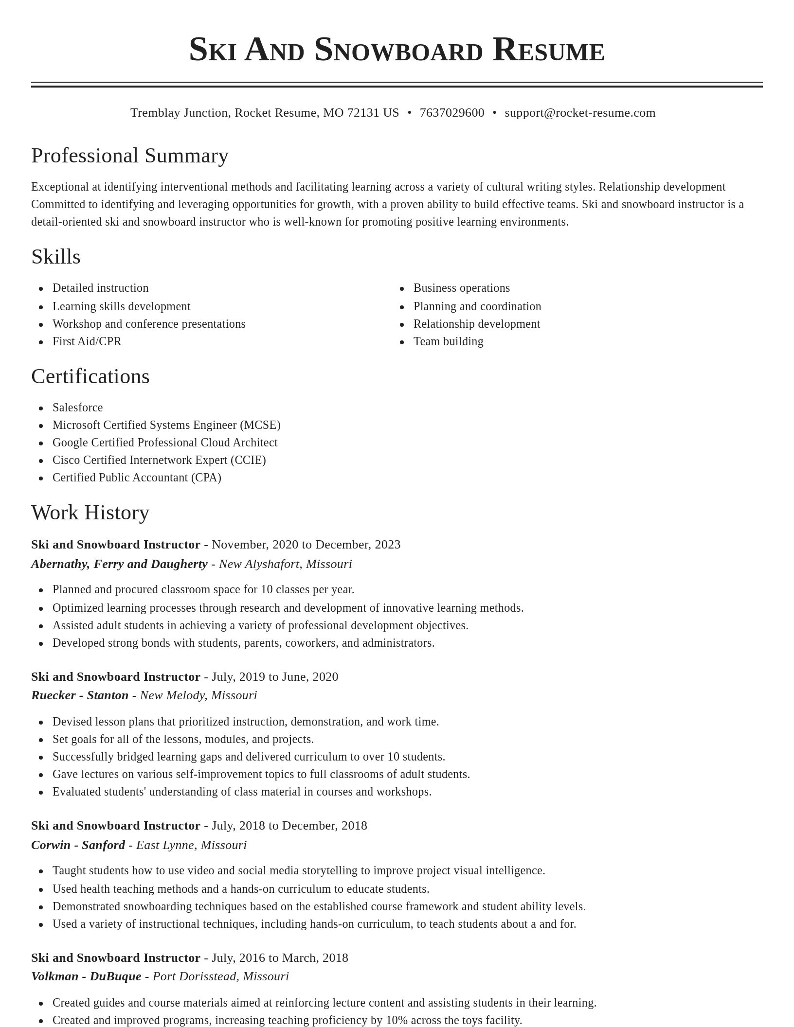 Classic resume template