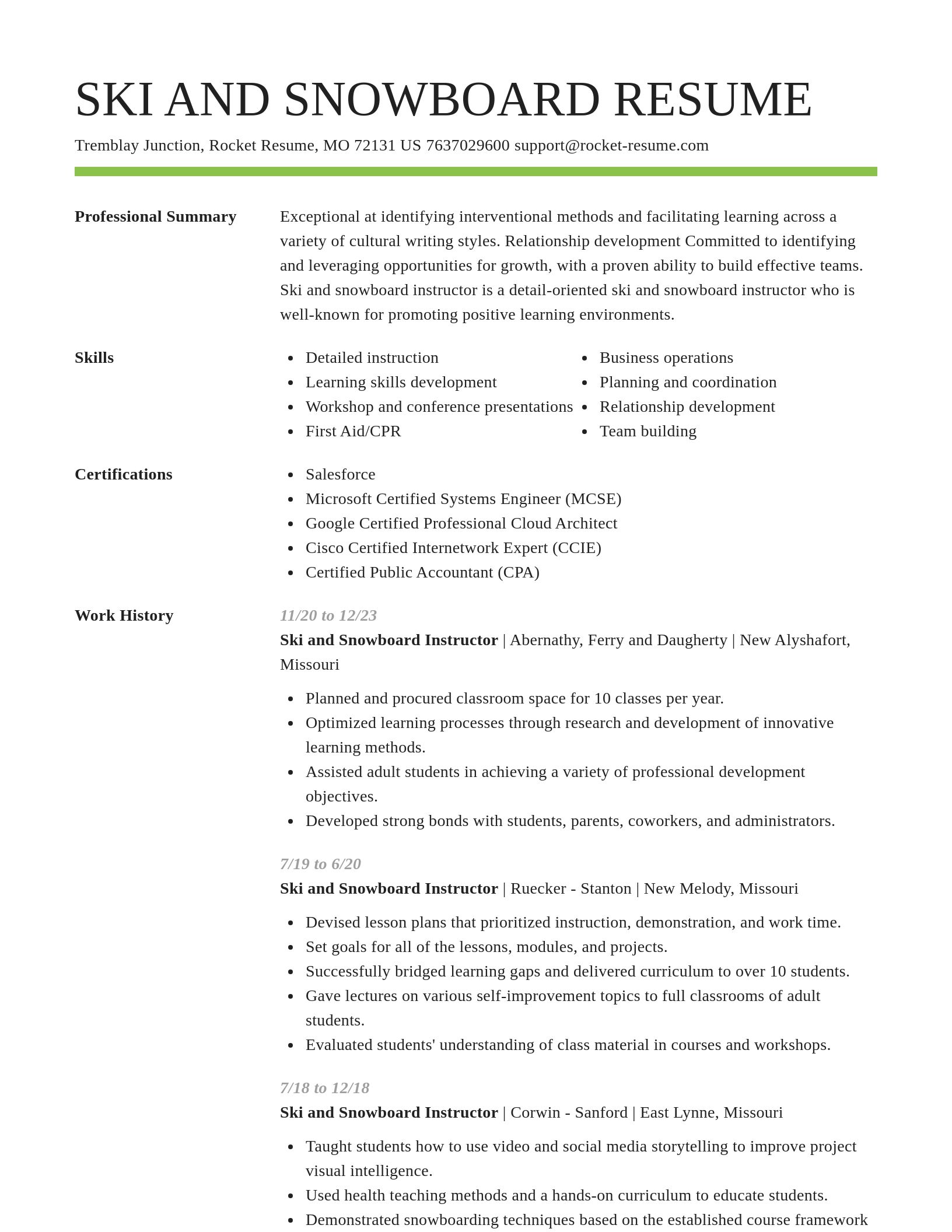 Smart resume template