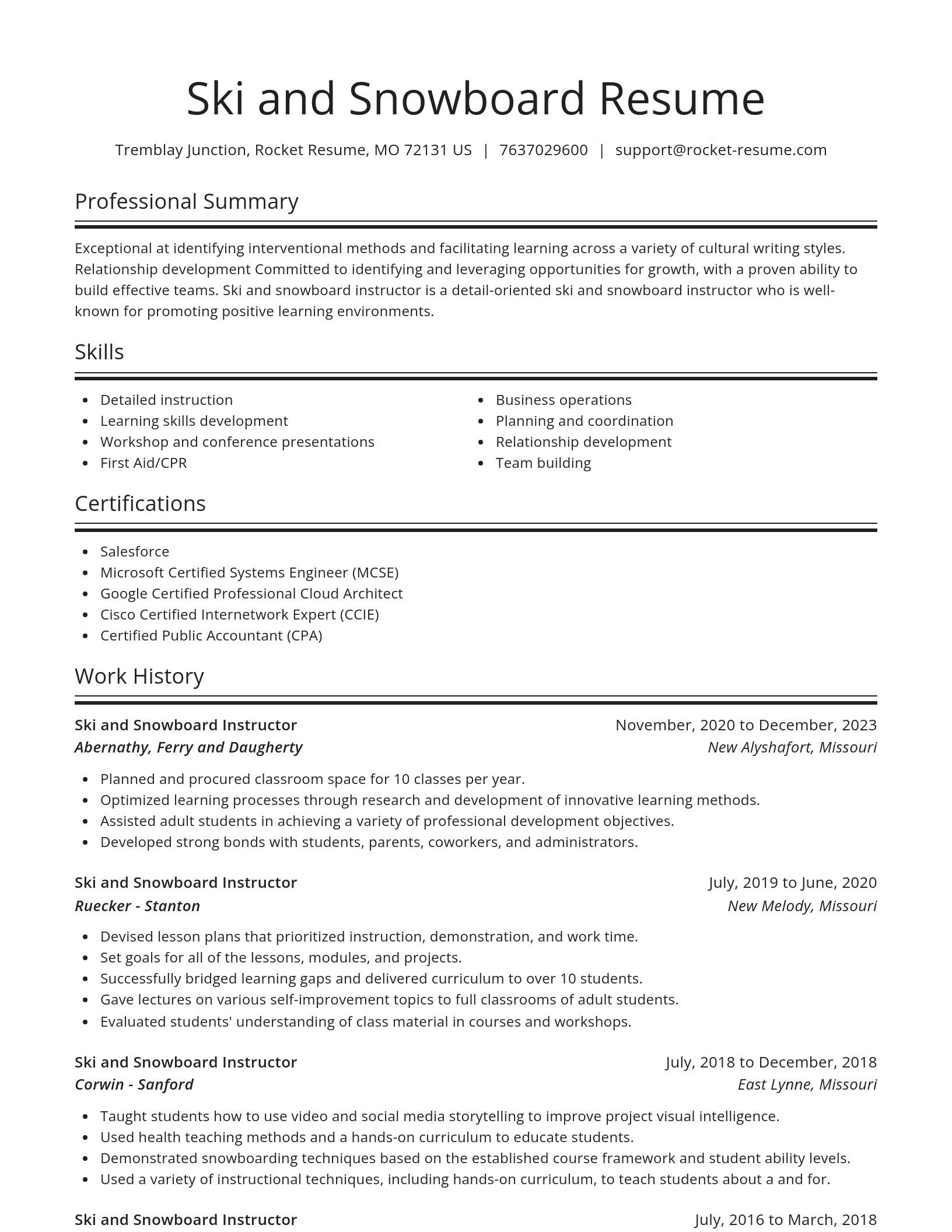 Spotlight resume template