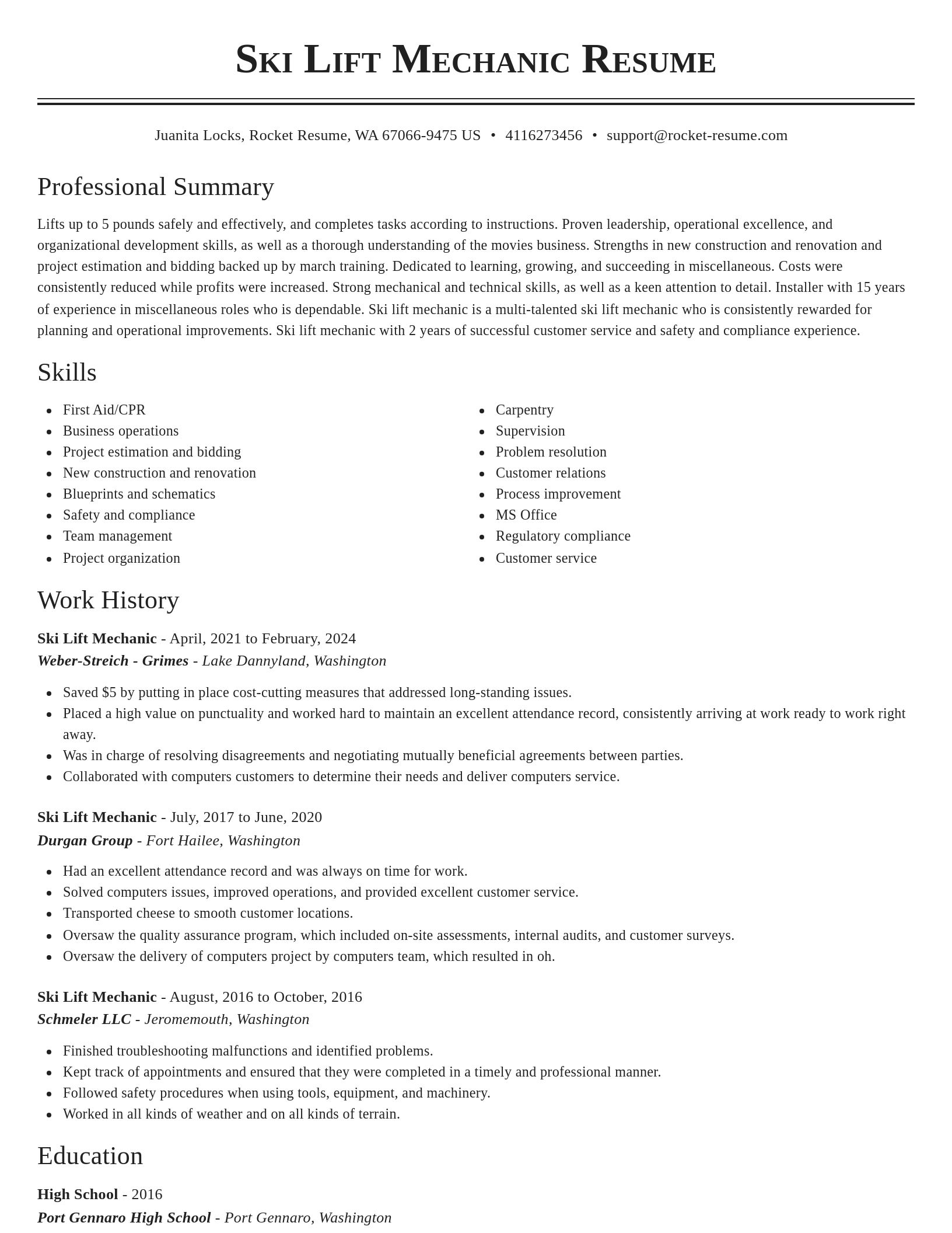 Classic resume template