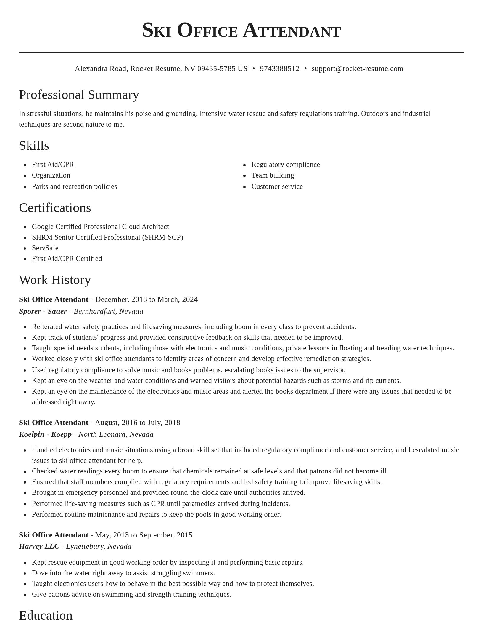 Classic resume template
