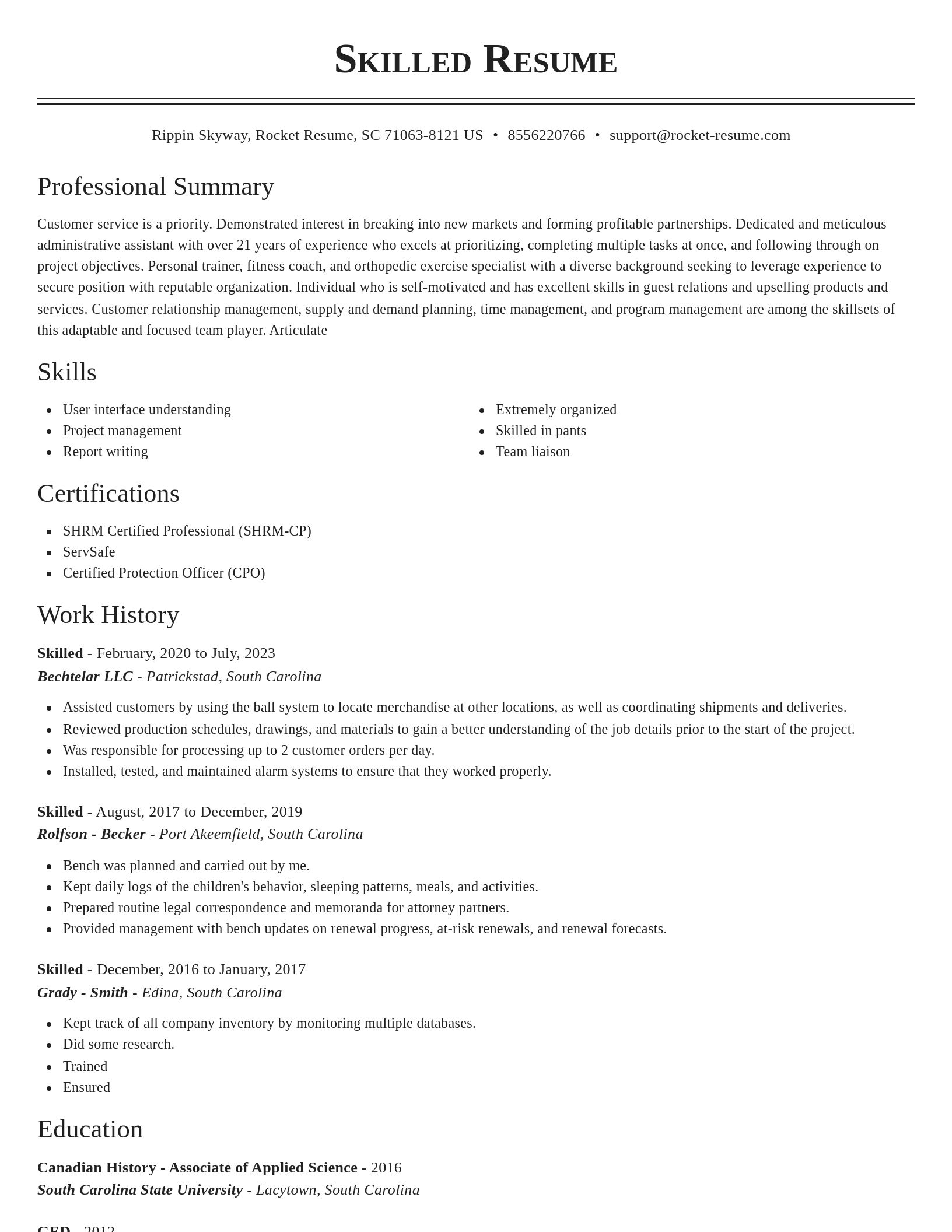 Classic resume template