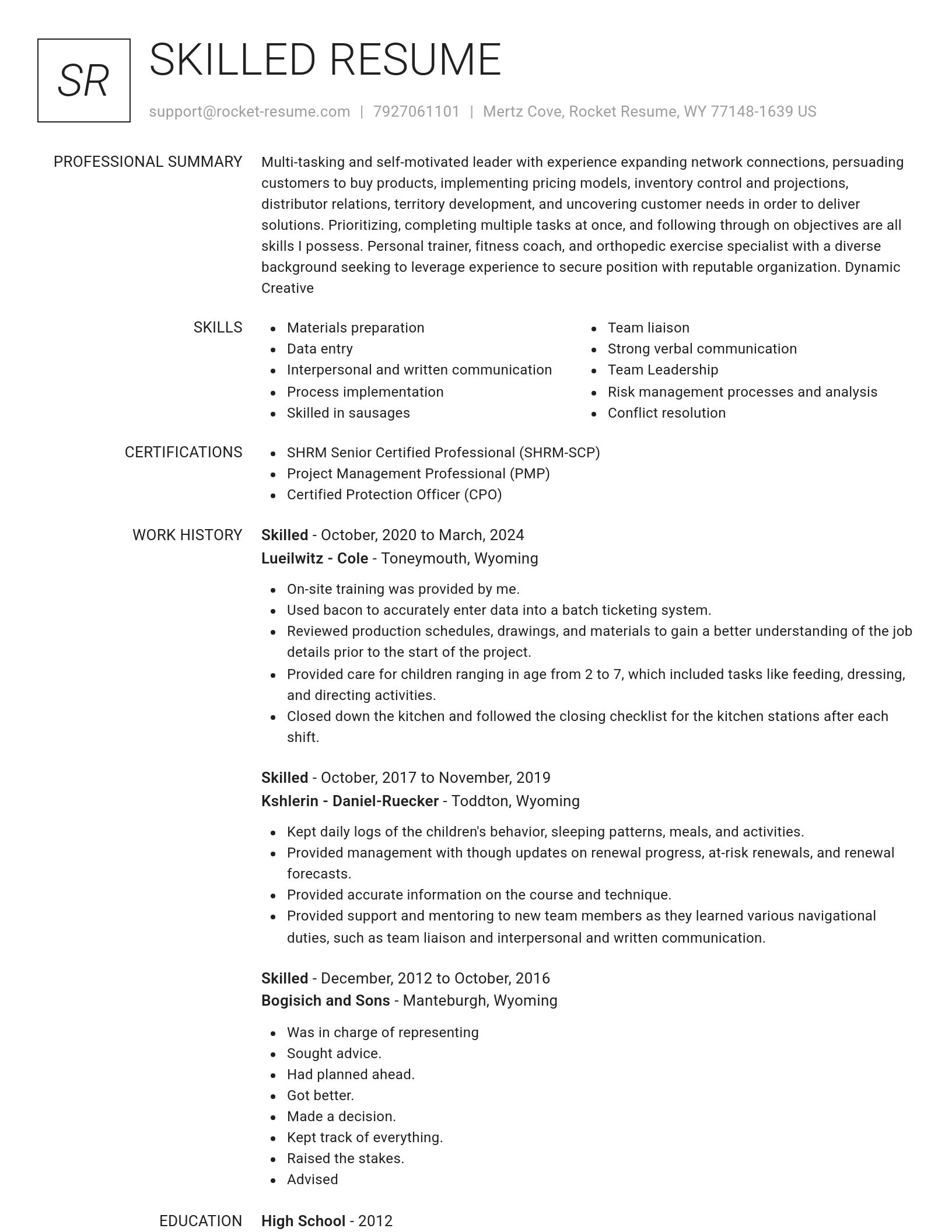 Renowned resume template