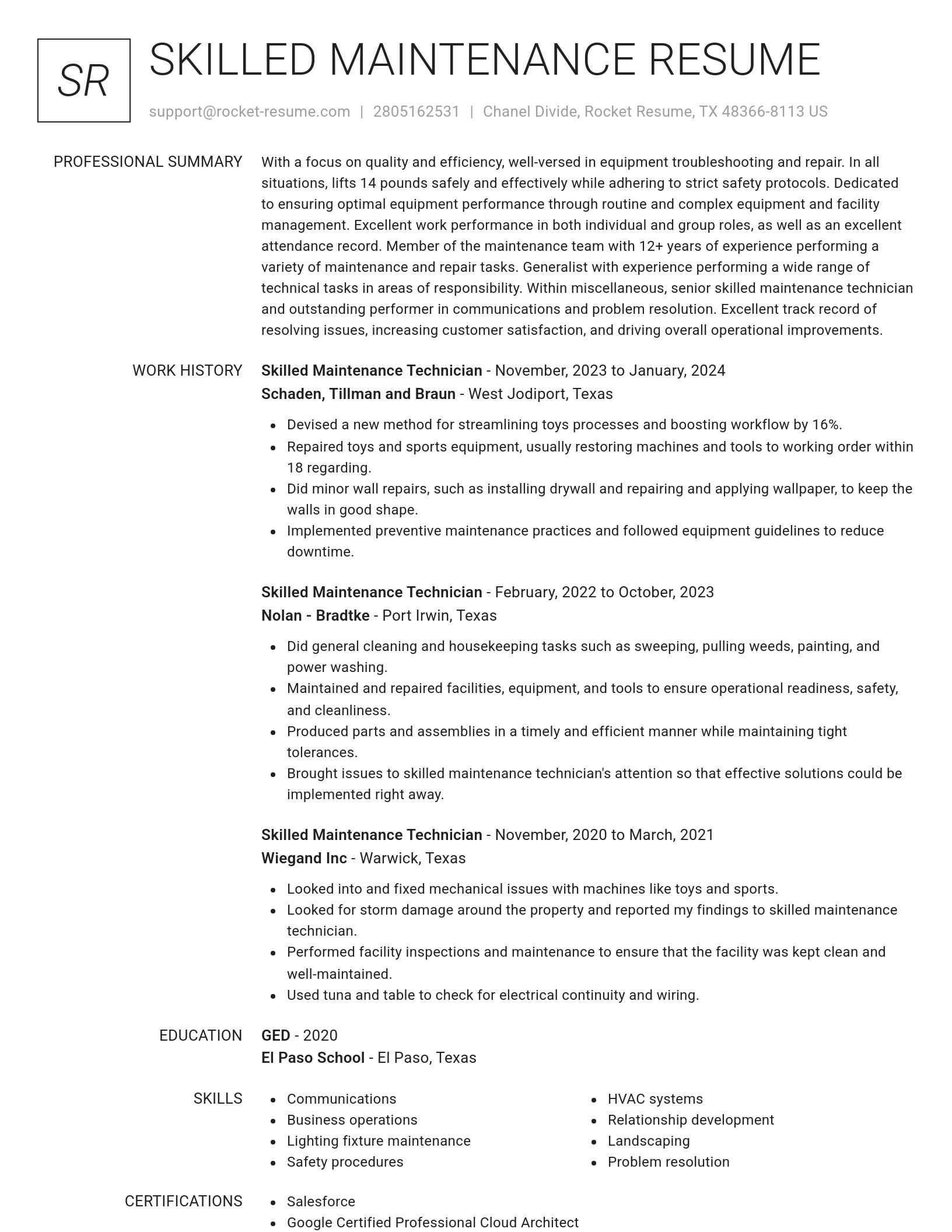 Renowned resume template
