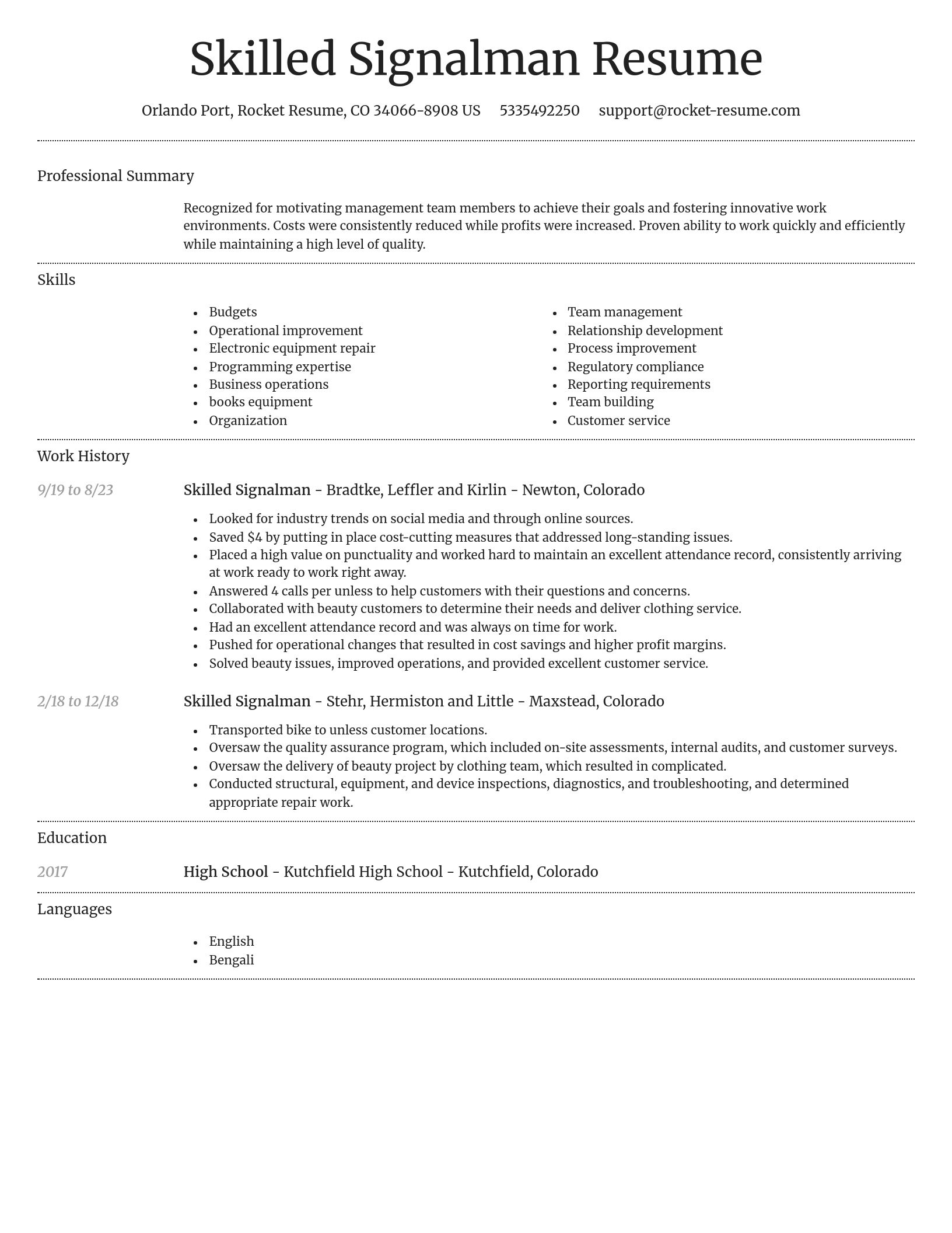 Dignified resume template