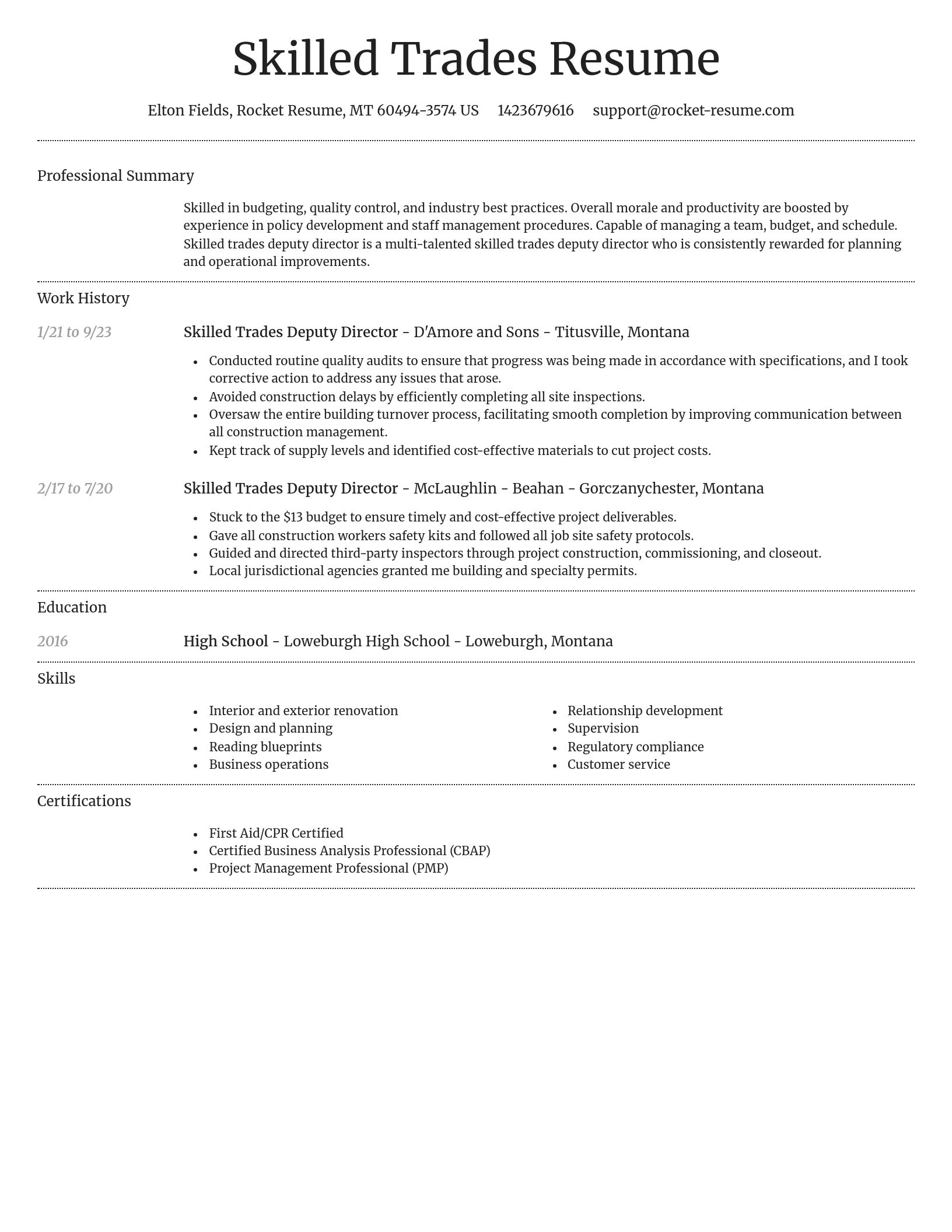 Dignified resume template