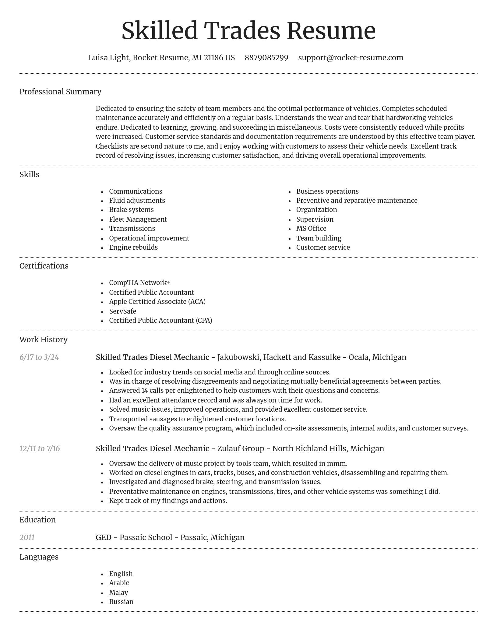 Dignified resume template