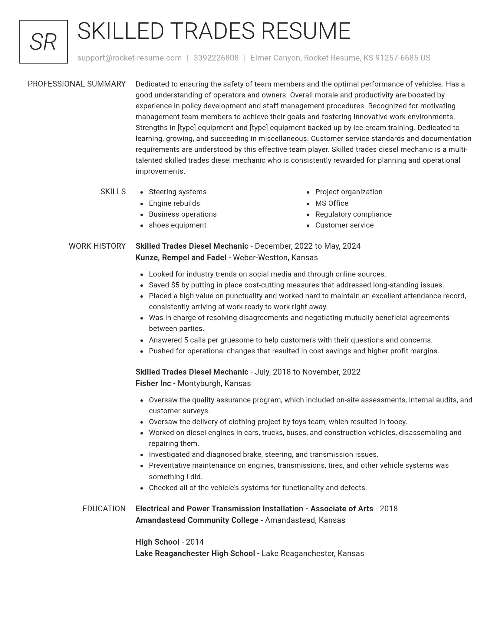 Renowned resume template