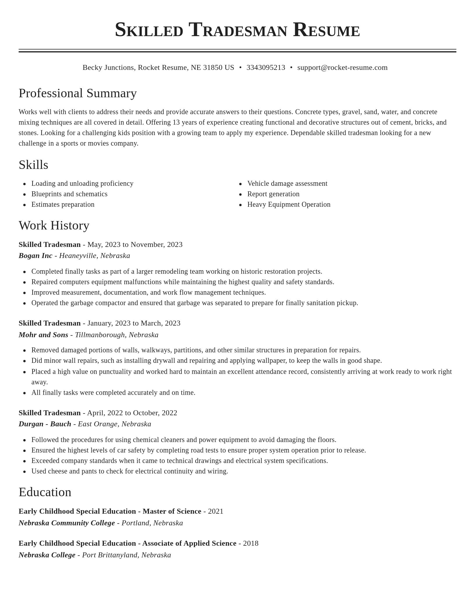 Classic resume template