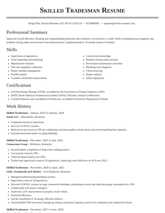 Classic resume template