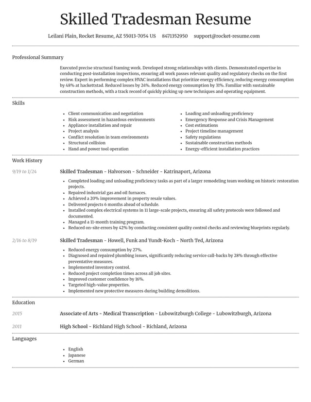 Dignified resume template