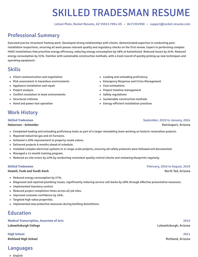Novel resume template