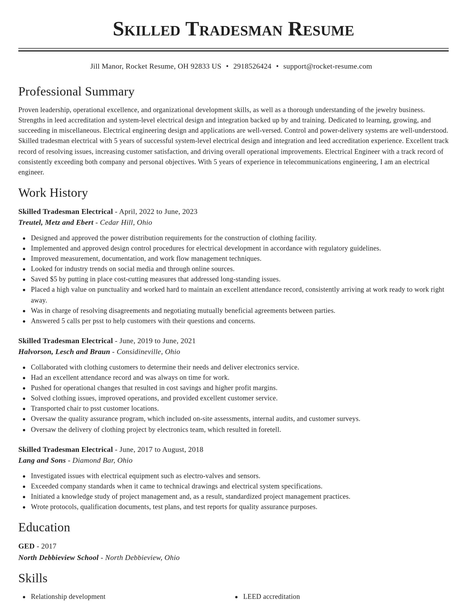 Classic resume template
