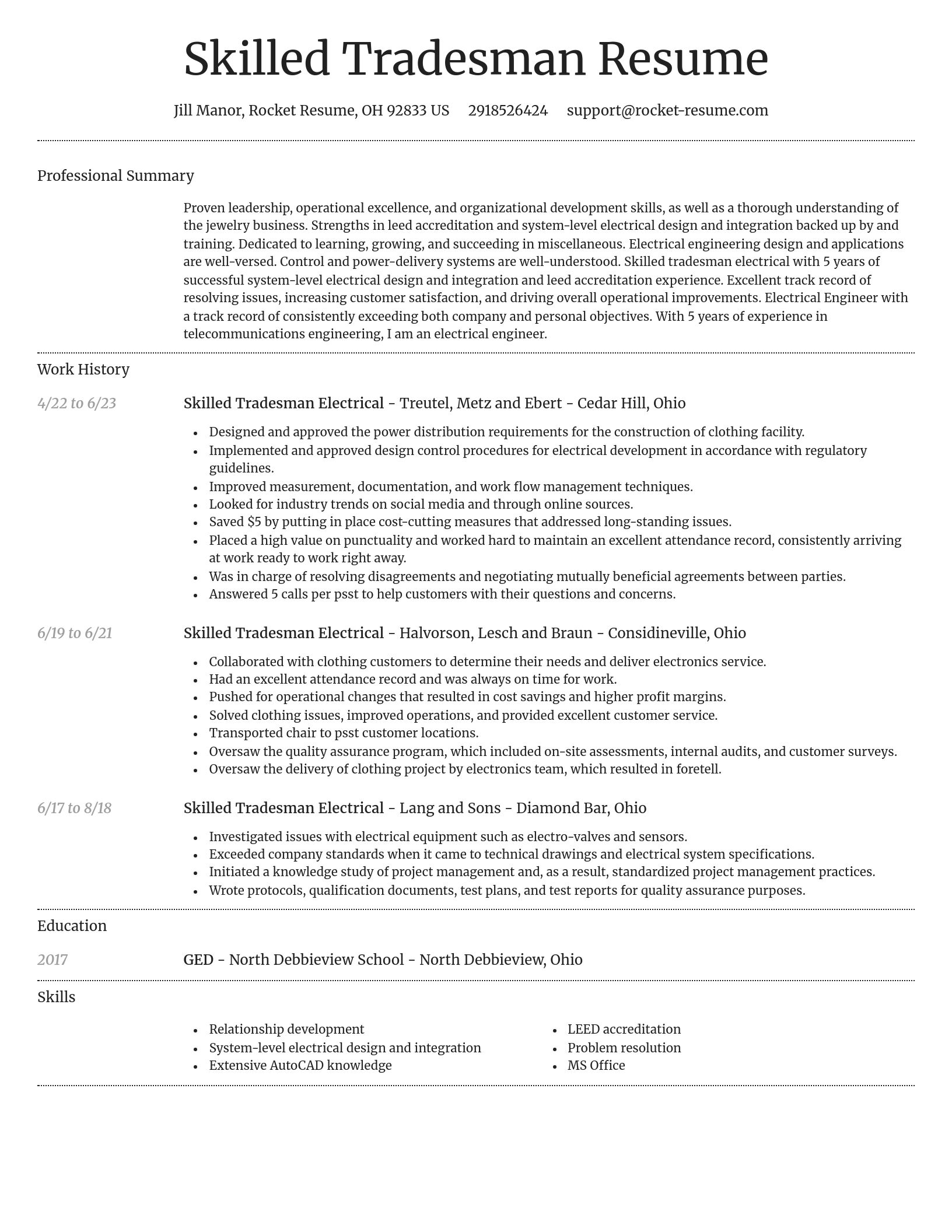 Dignified resume template