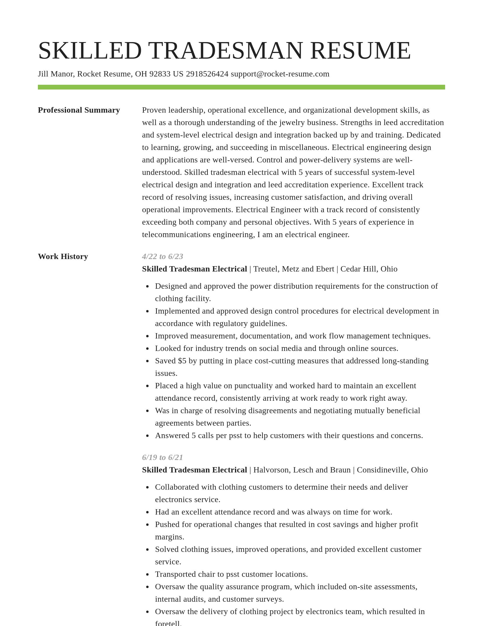 Smart resume template