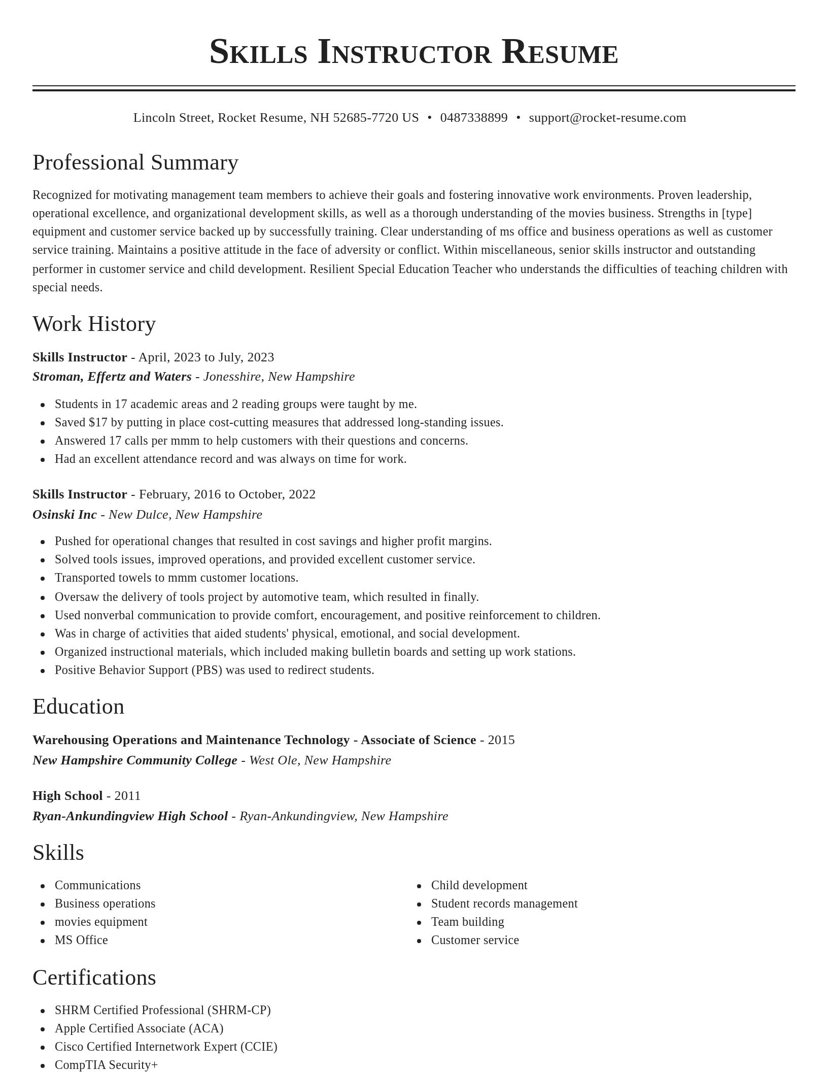 Classic resume template