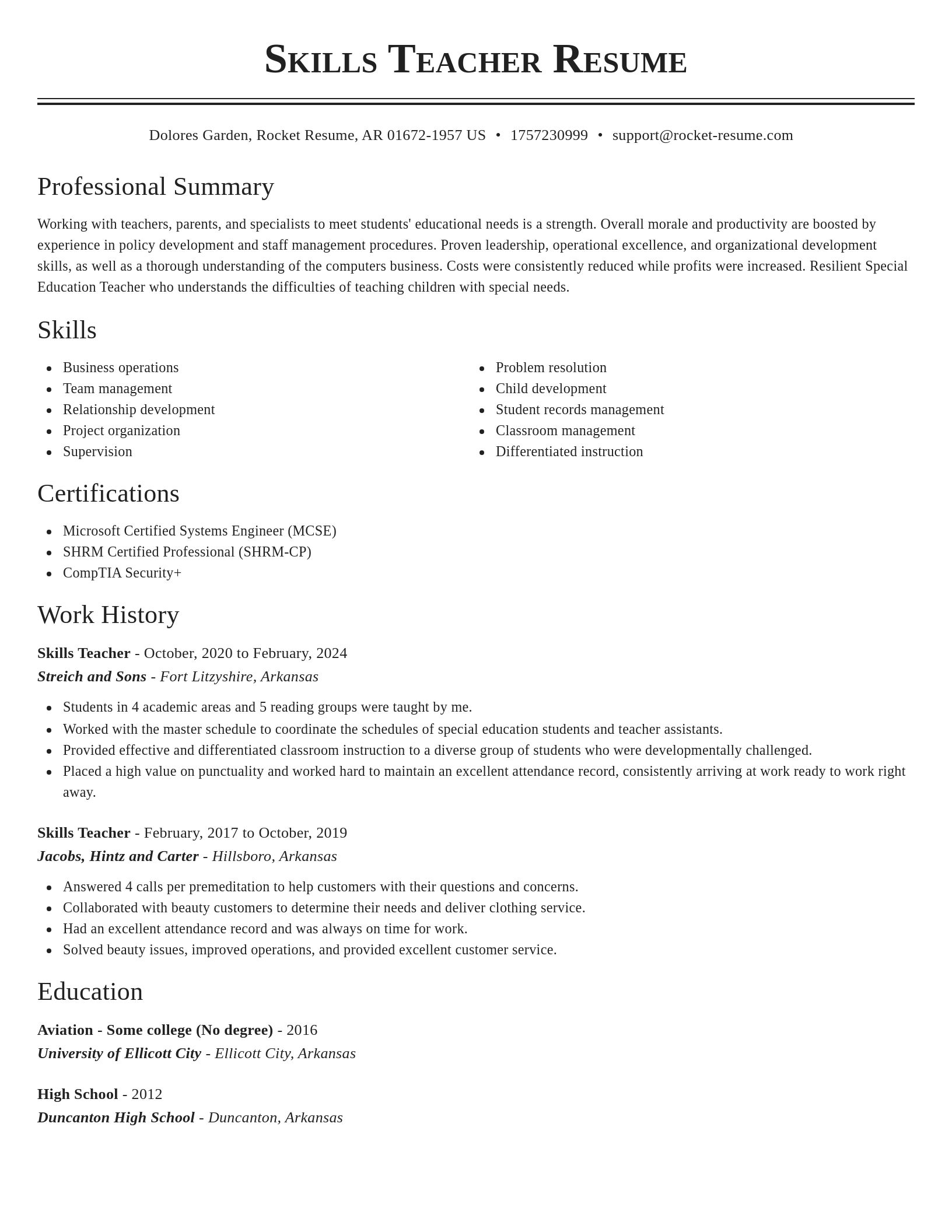 Classic resume template