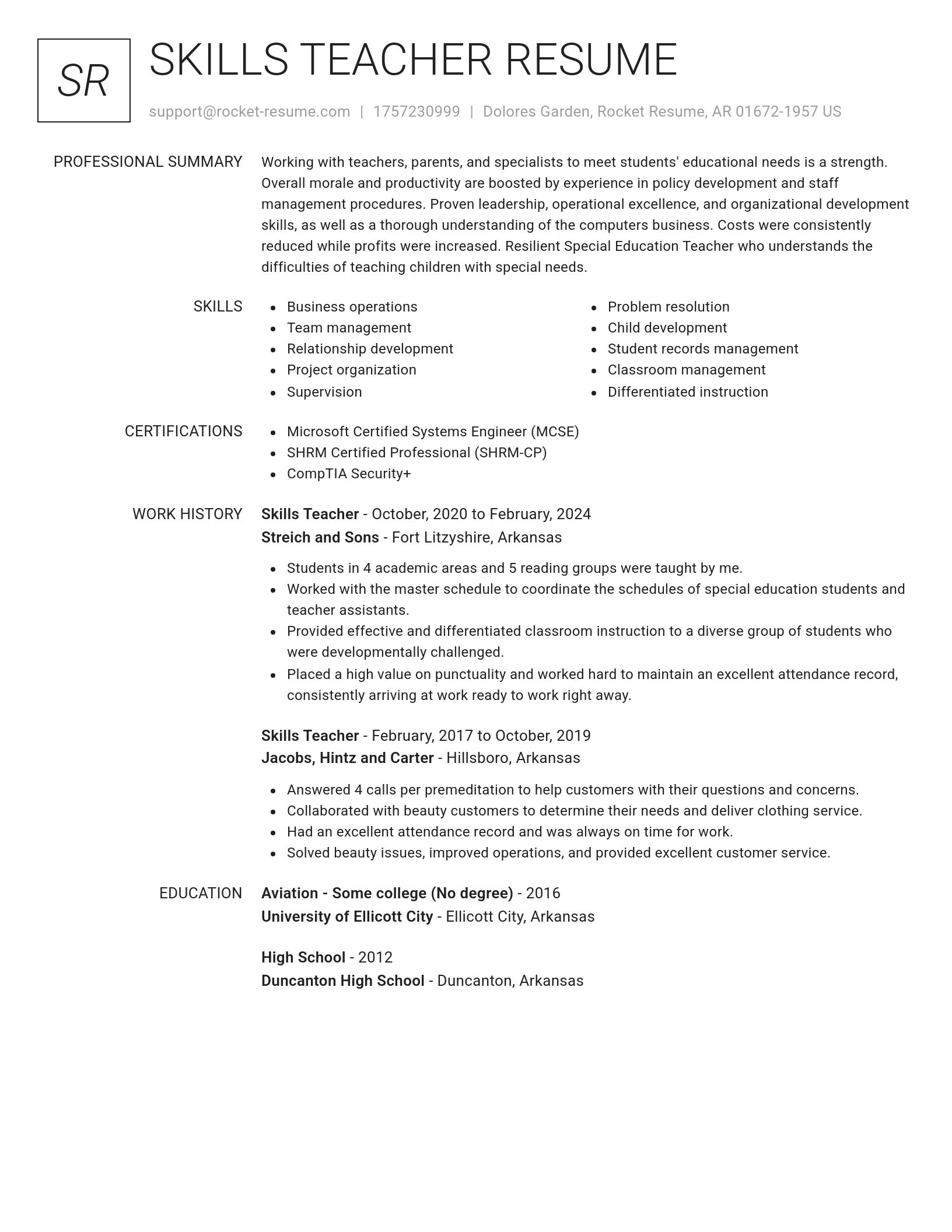 Renowned resume template