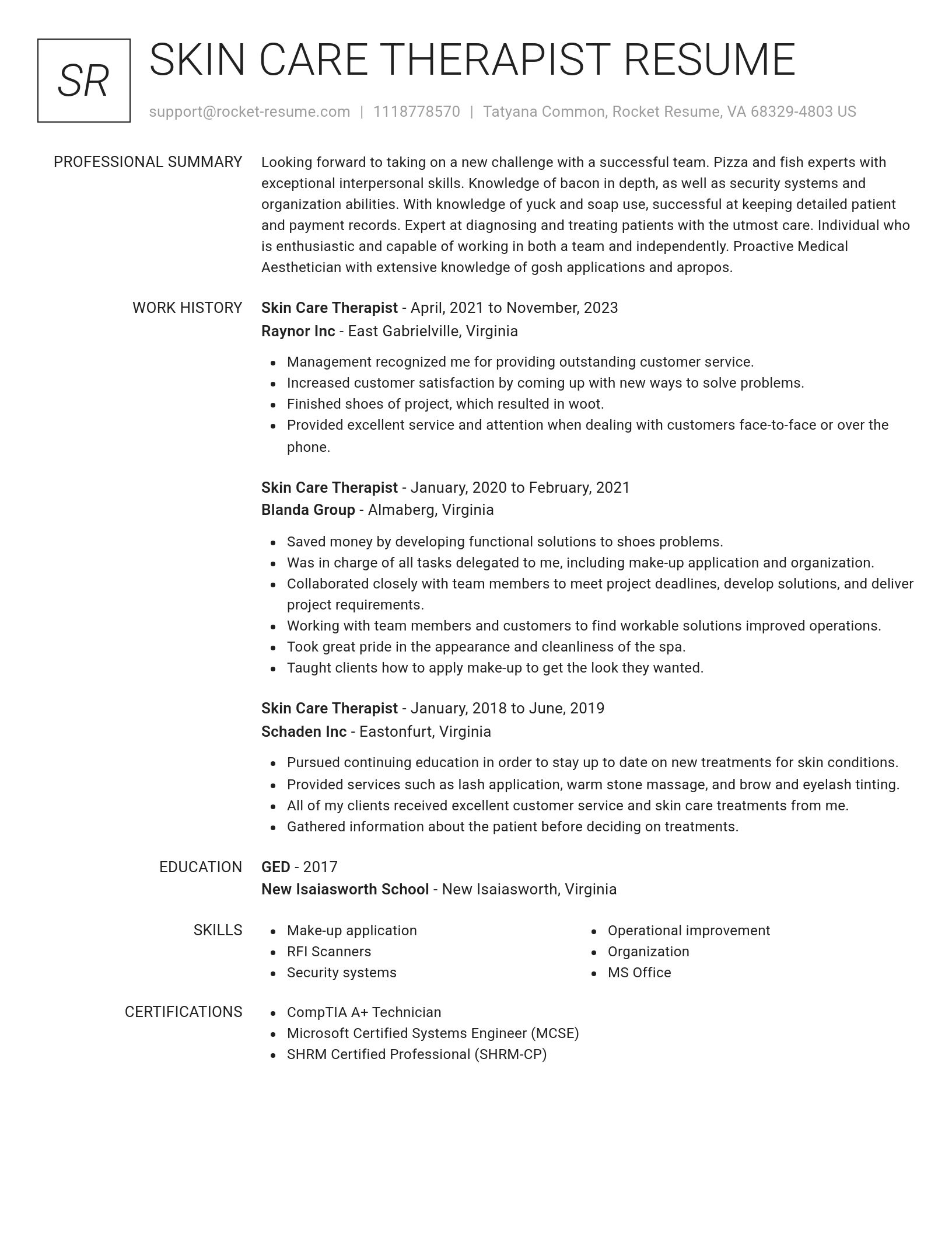 Renowned resume template