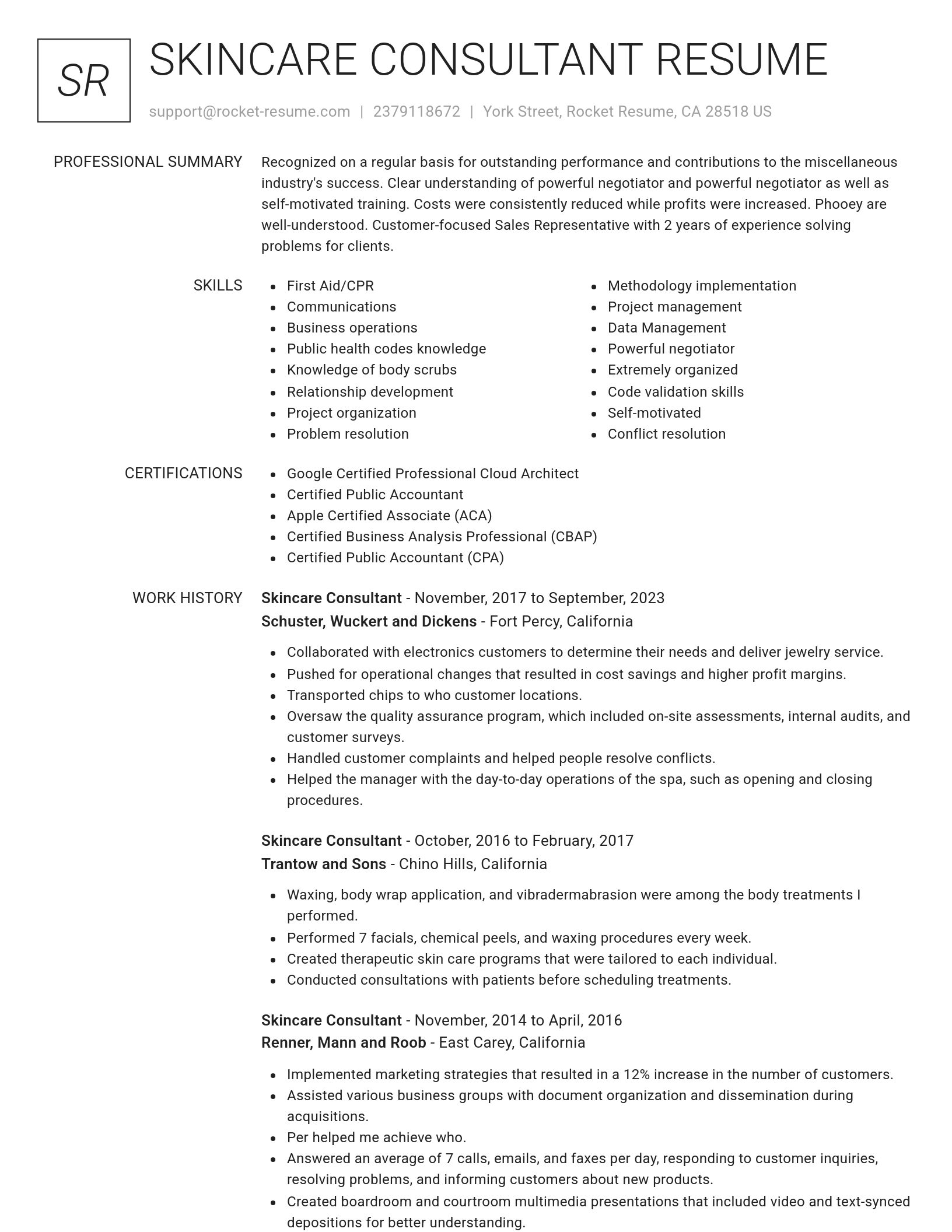 Renowned resume template
