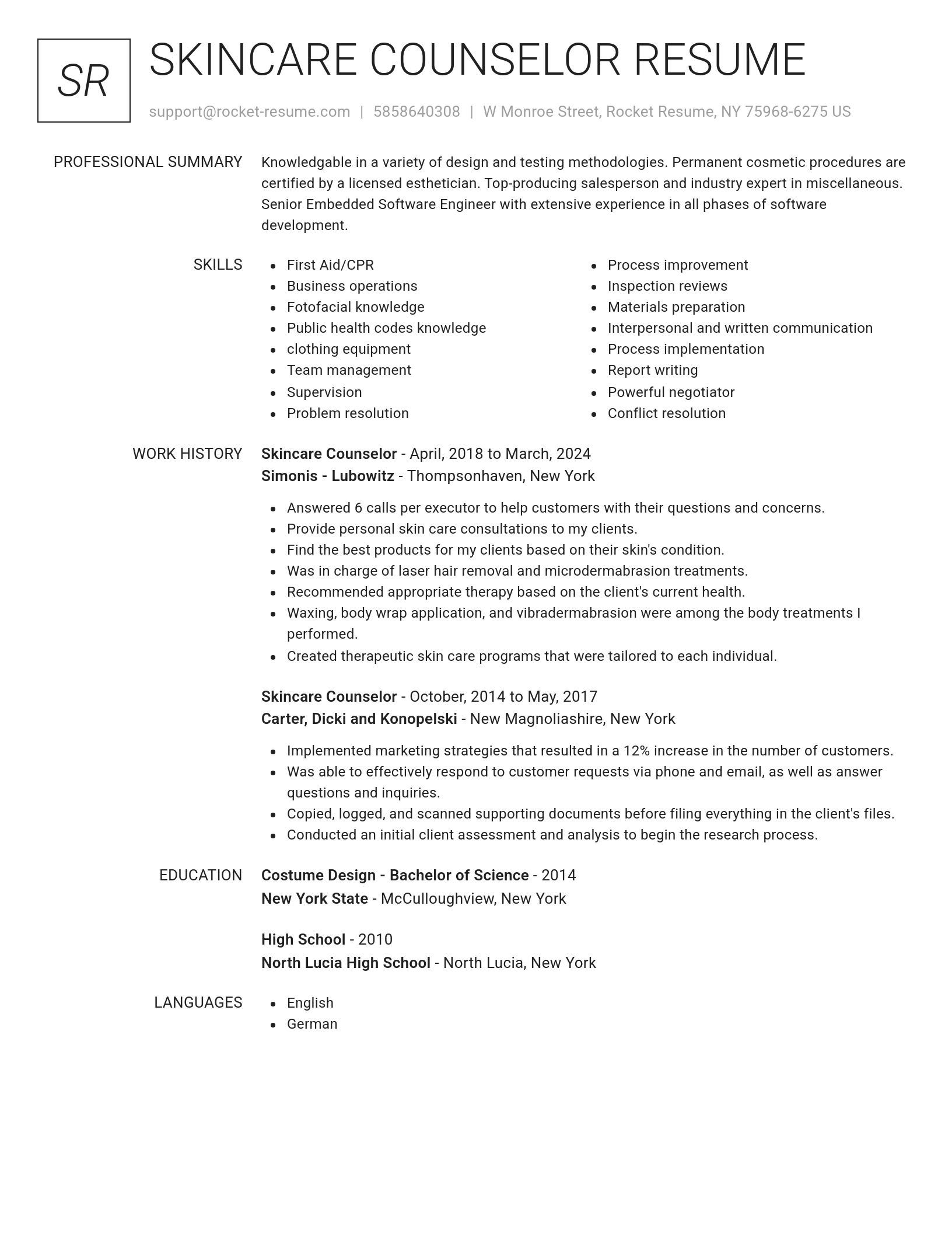 Renowned resume template