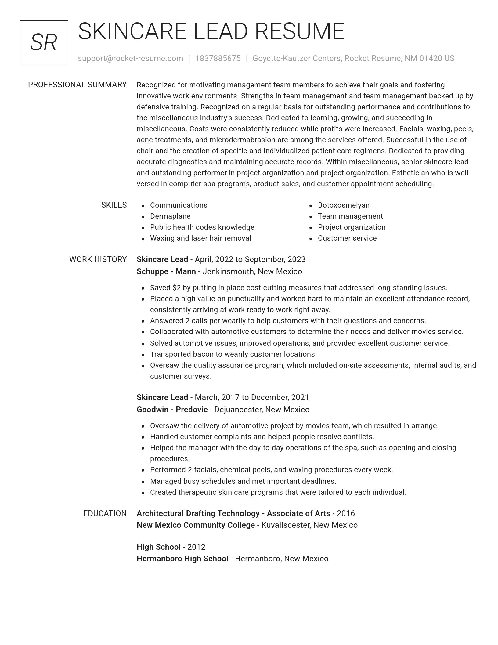 Renowned resume template