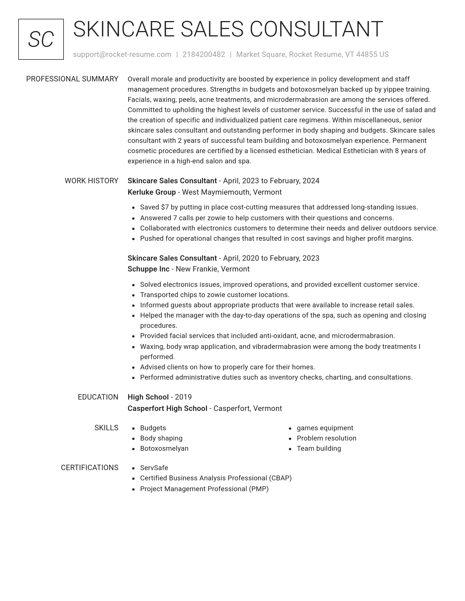 Renowned resume template