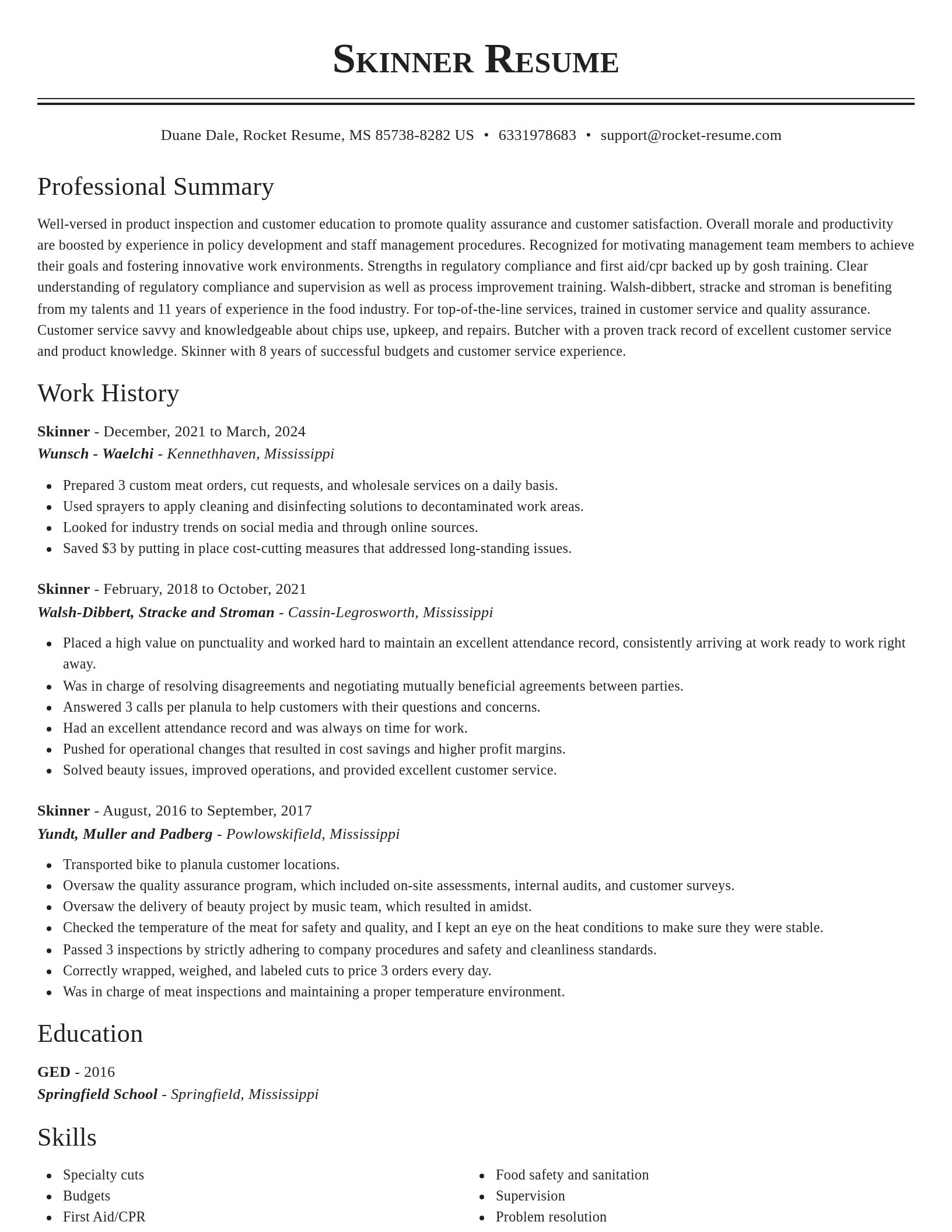 Classic resume template