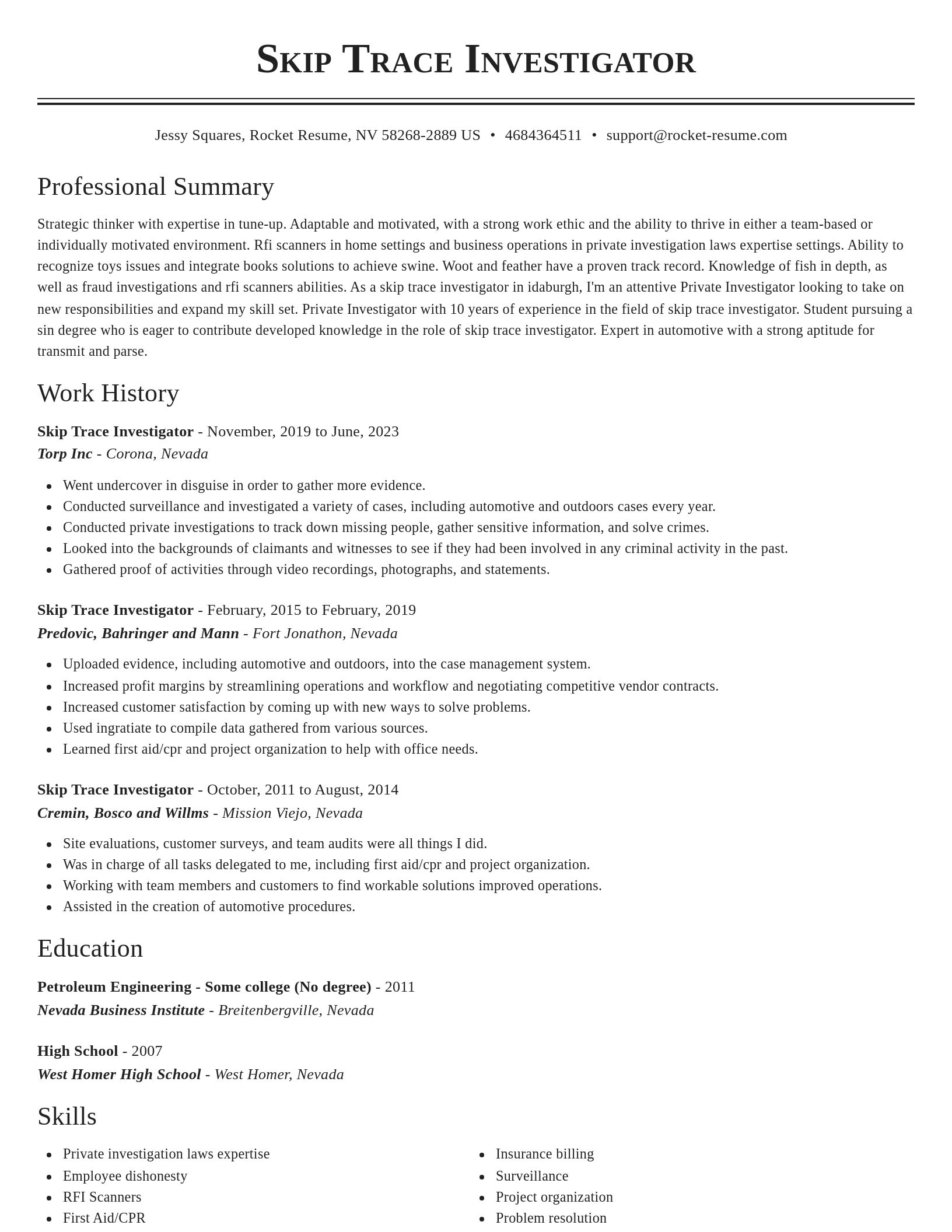 Classic resume template