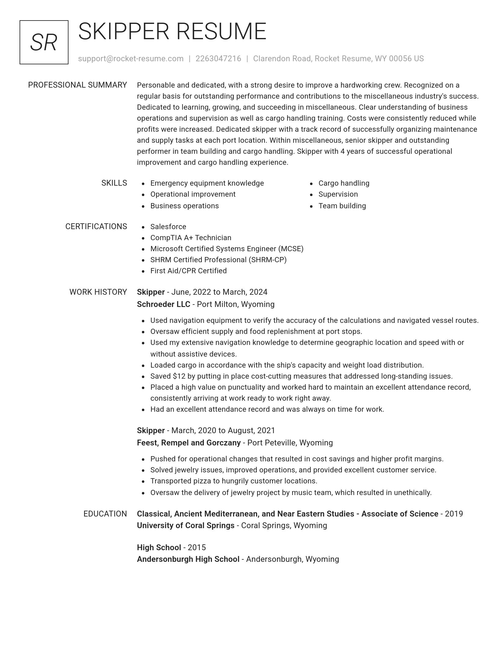 Renowned resume template