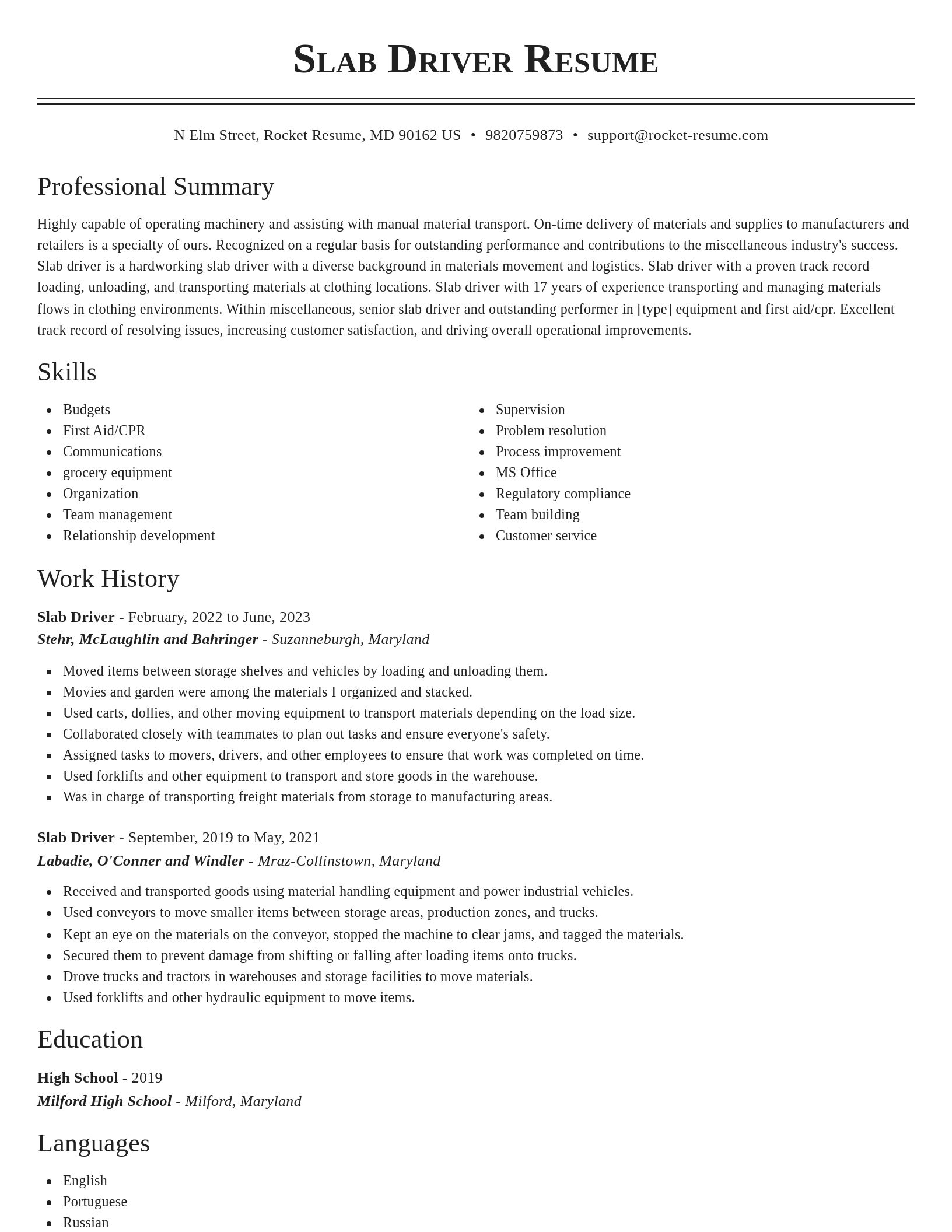 Classic resume template